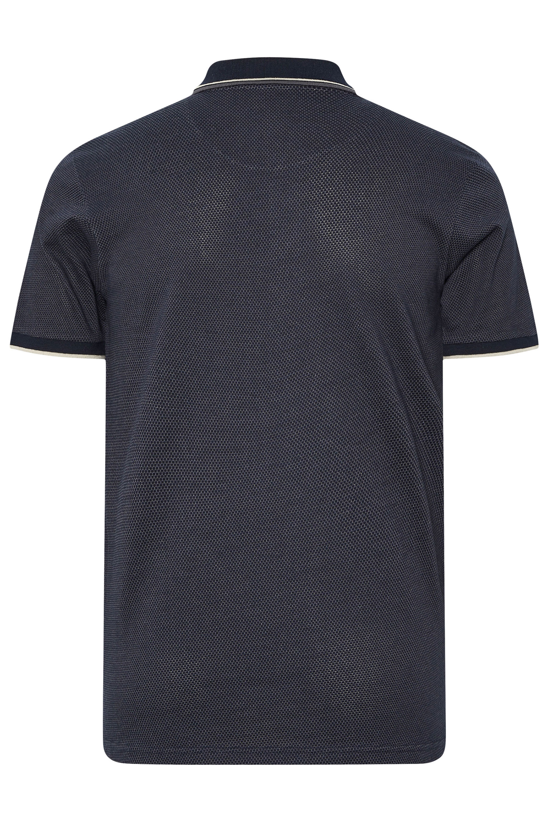 BadRhino Big & Tall Navy Blue Textured Waffle Polo Shirt | BadRhino 8