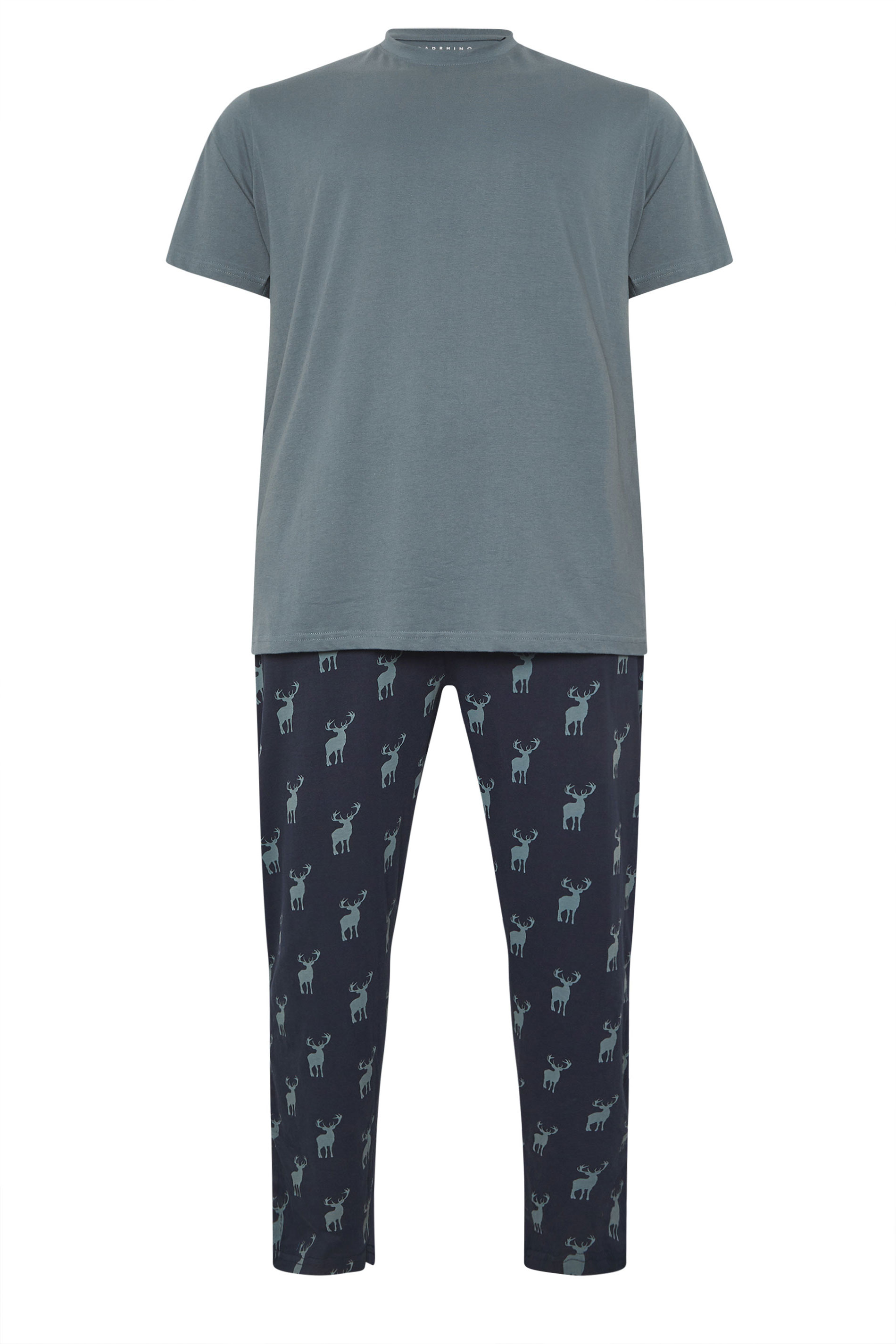 BadRhino Big & Tall Navy & Storm Blue Stag Pyjama Set | BadRhino 7