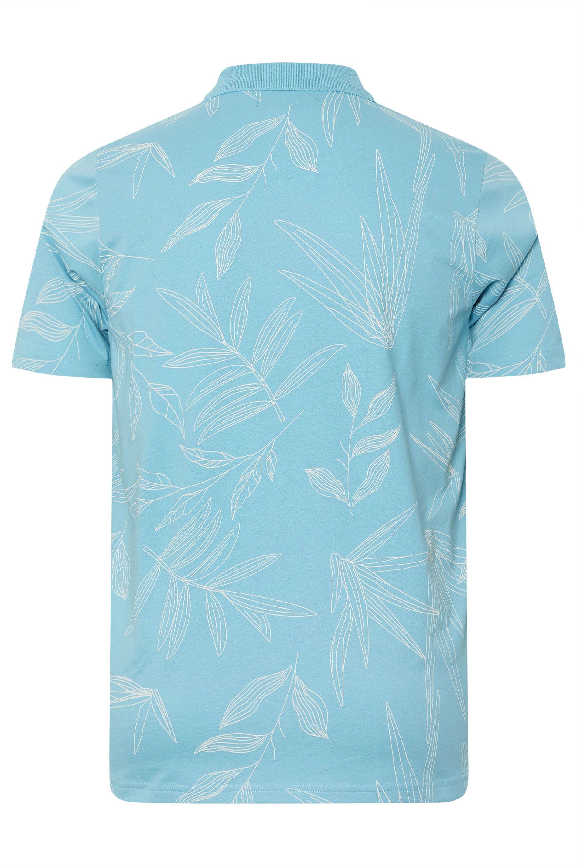 BadRhino Big & Tall Light Blue Leaf Print Polo Shirt | BadRhino 8