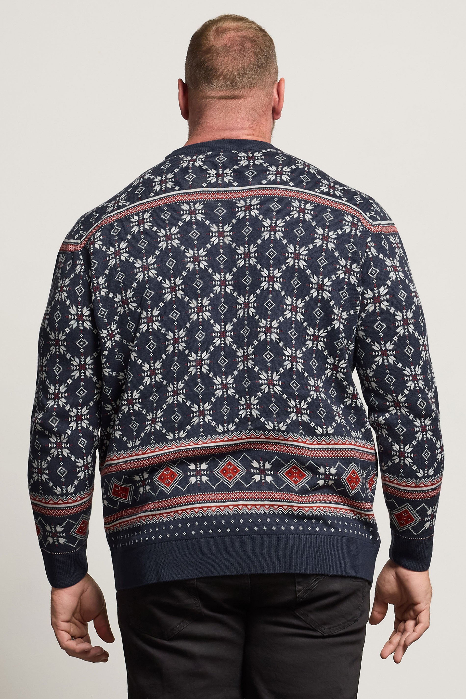 BadRhino Big & Tall Navy Blue Fairisle Grinch Christmas Jumper | BadRhino 4