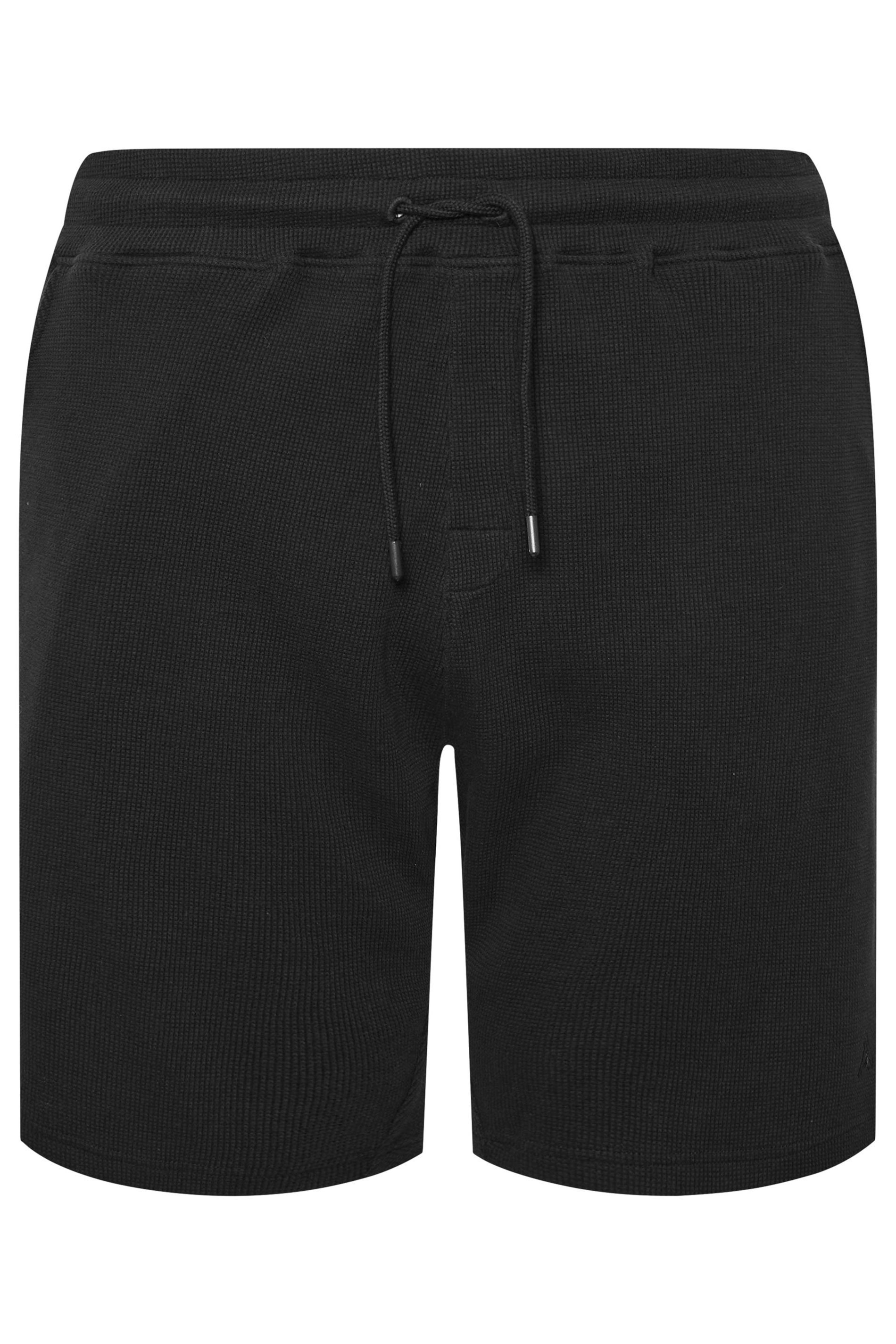 STUDIO A Big & Tall Black Waffle Textured Shorts | BadRhino 4