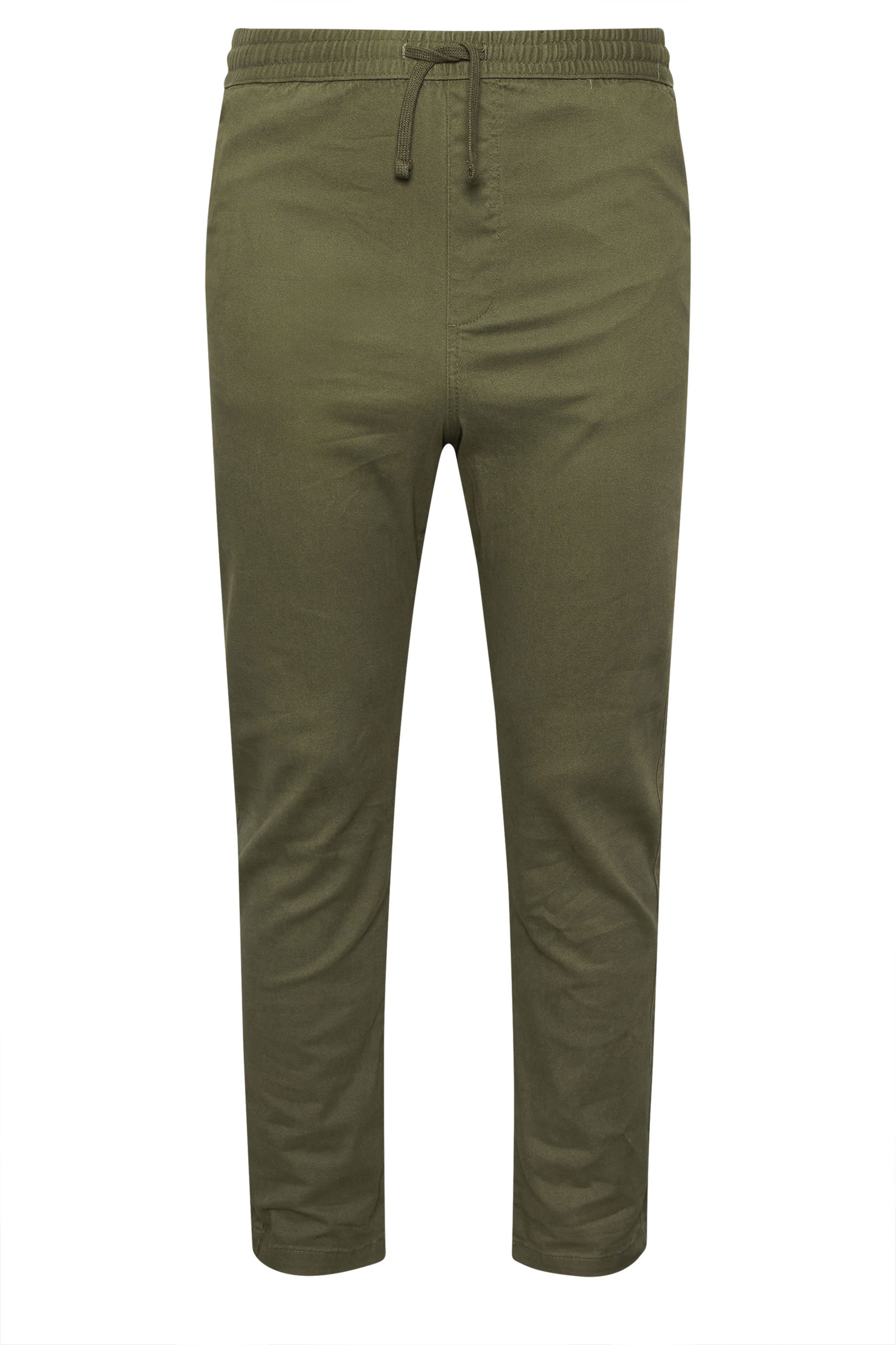 BadRhino Big & Tall Olive Green Elasticated Waist Chinos | BadRhino 1