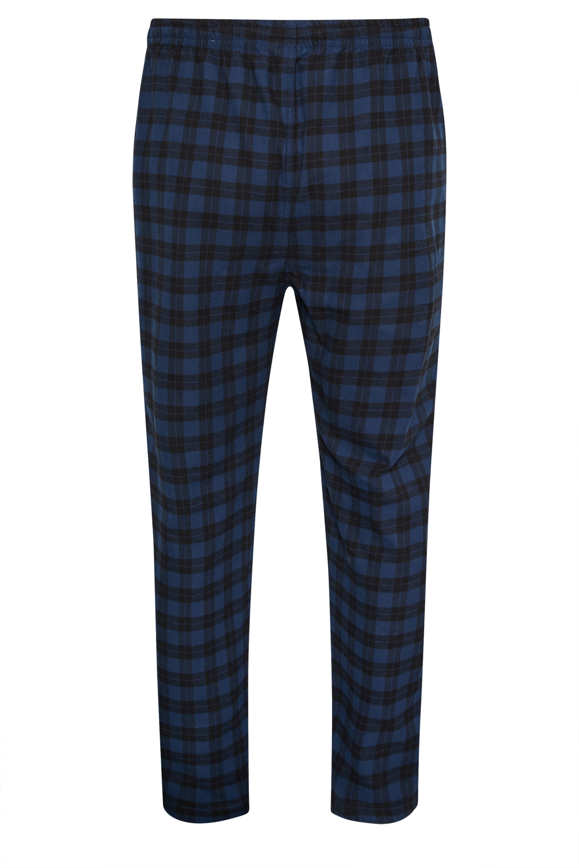 D555 Big & Tall Navy Blue Check Lounge Trousers | BadRhino 5