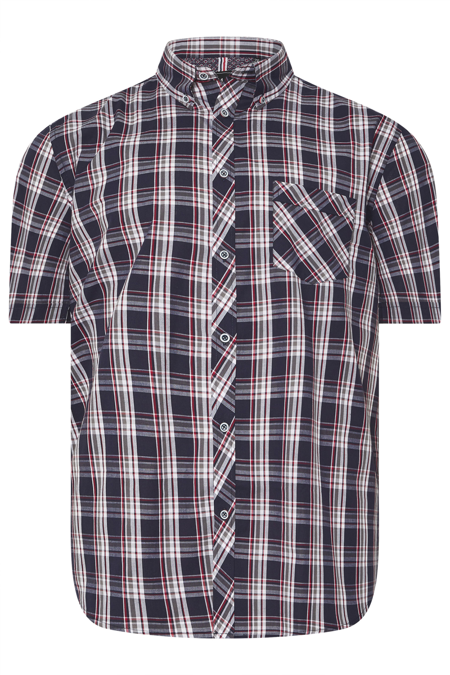 KAM Big & Tall Navy Blue Check Shirt | BadRhino 2