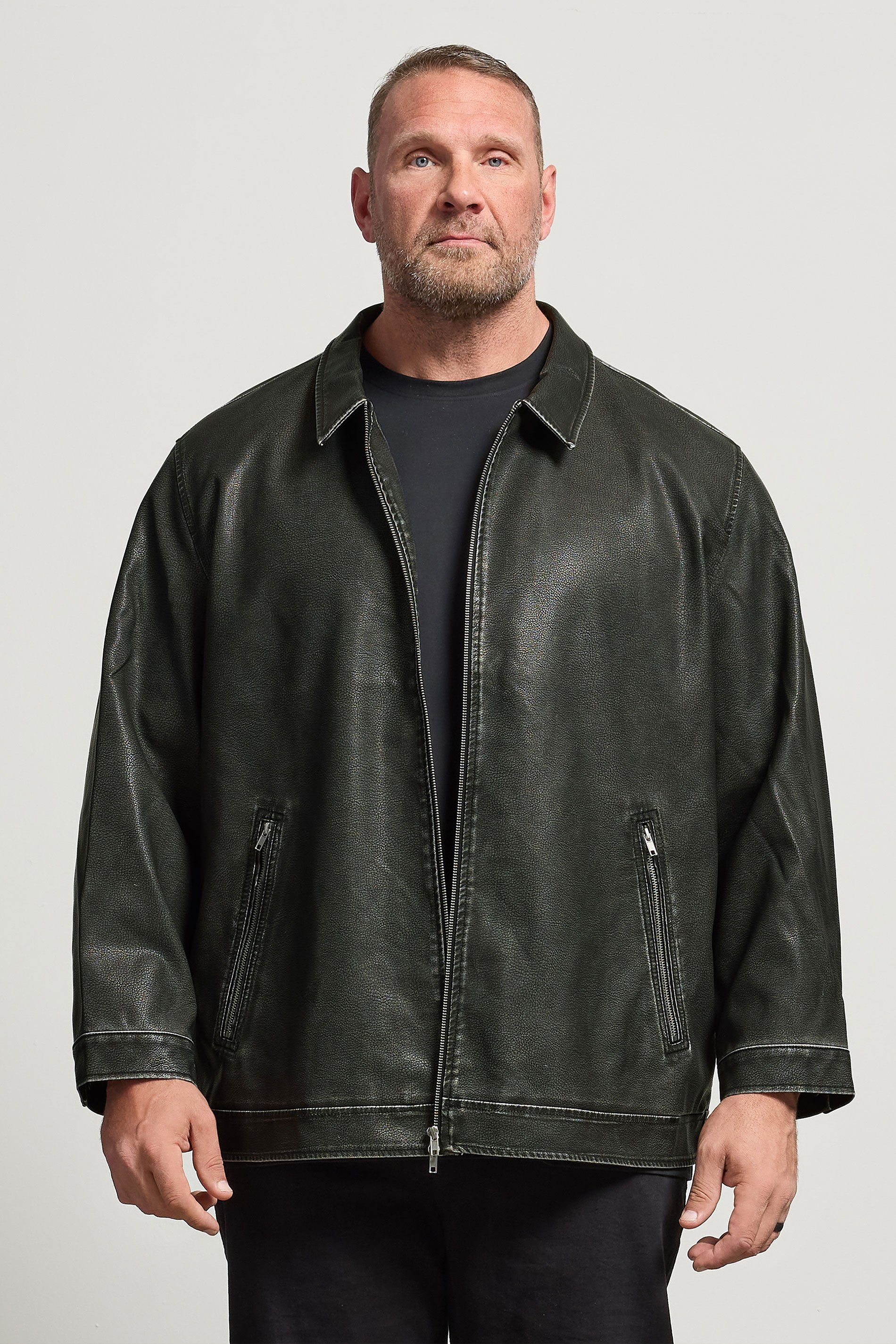 JACK & JONES Big & Tall Black Biker Jacket | BadRhino 2
