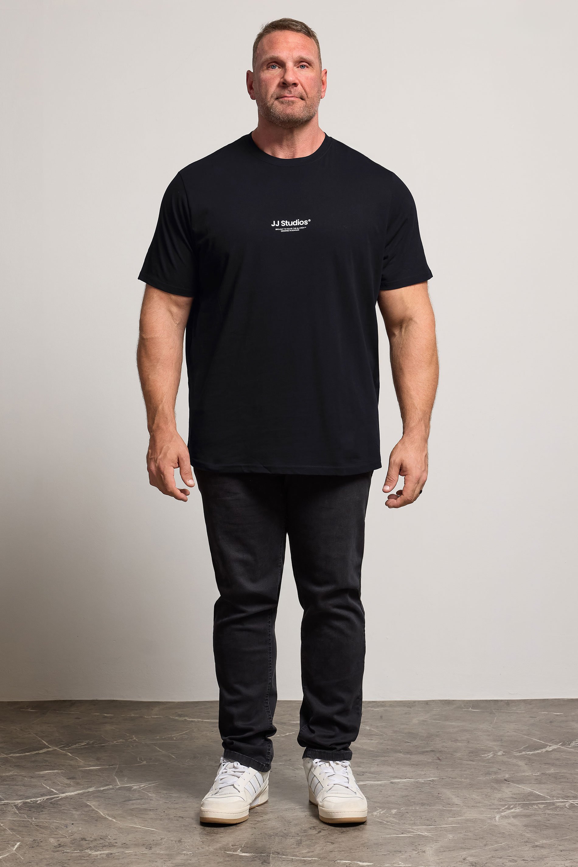 JACK & JONES Big & Tall Black JJ Studio T-Shirt | BadRhino 2