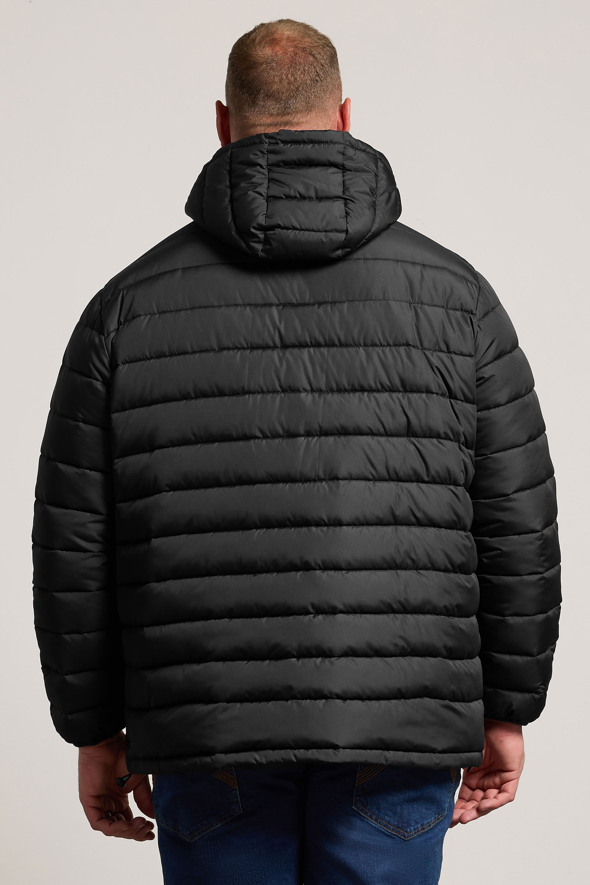 BadRhino Big & Tall Black Lightweight Hooded Puffer Jacket | BadRhino 2