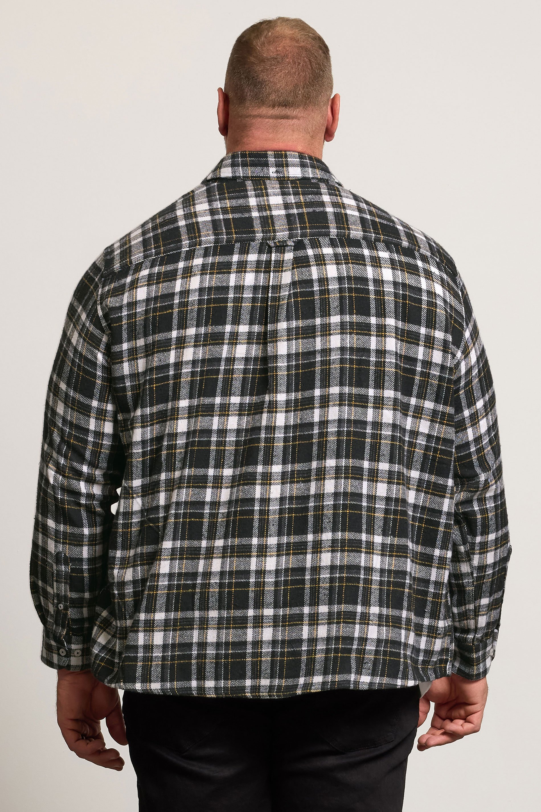 BadRhino Big & Tall Black & Yellow Brushed Checked Shirt | BadRhino 4