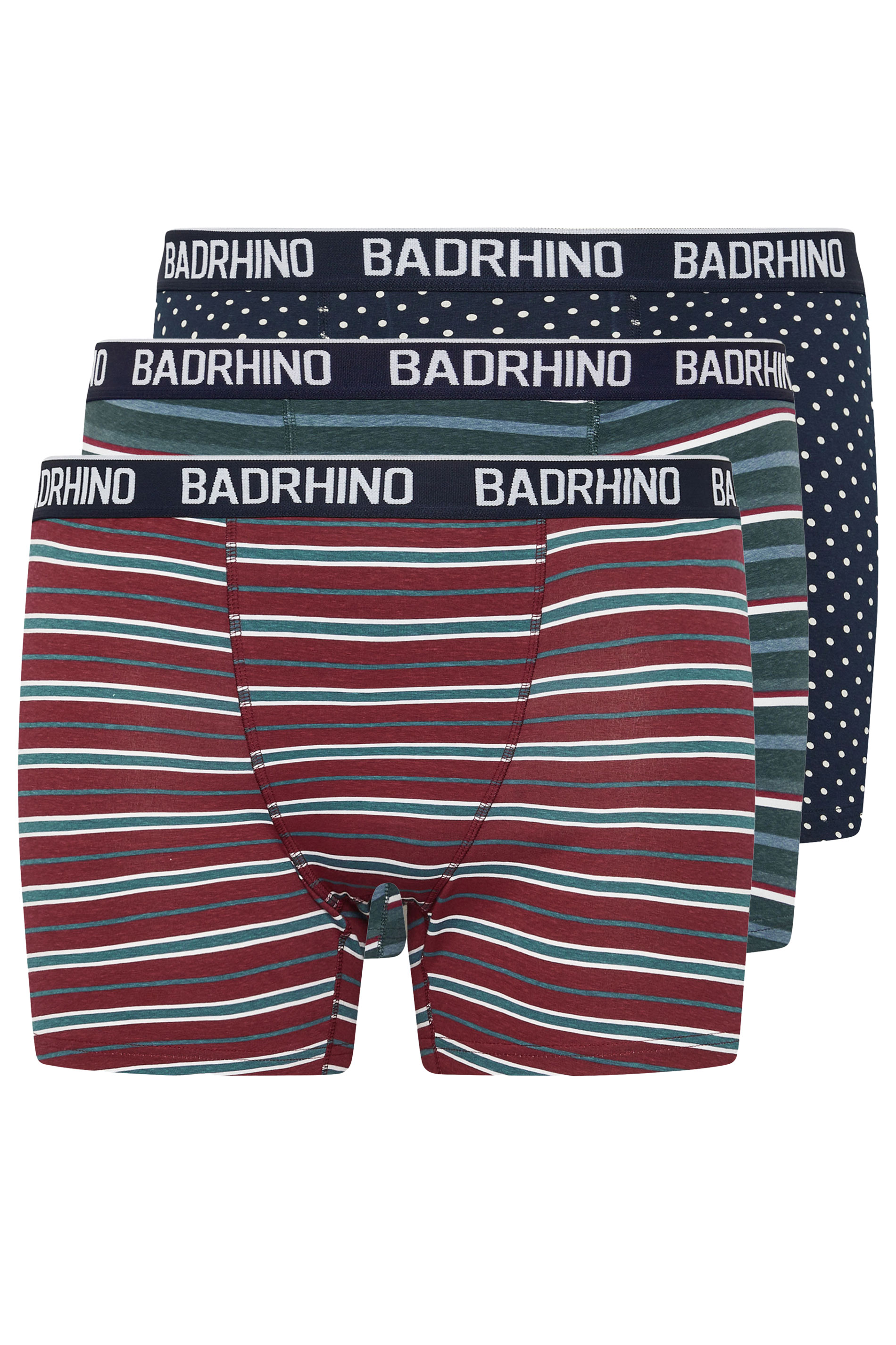 BadRhino Big & Tall 3 PACK Navy Blue Stripe & Spot Boxers | BadRhino 4
