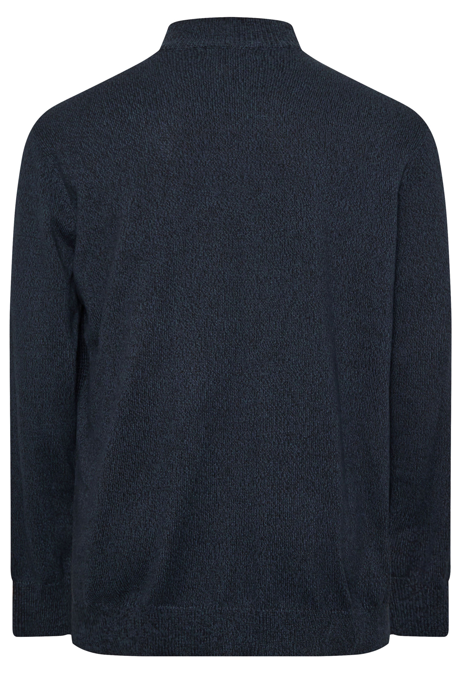 BadRhino Big & Tall Navy Blue Quarter Zip Cable Knit Jumper | BadRhino 5