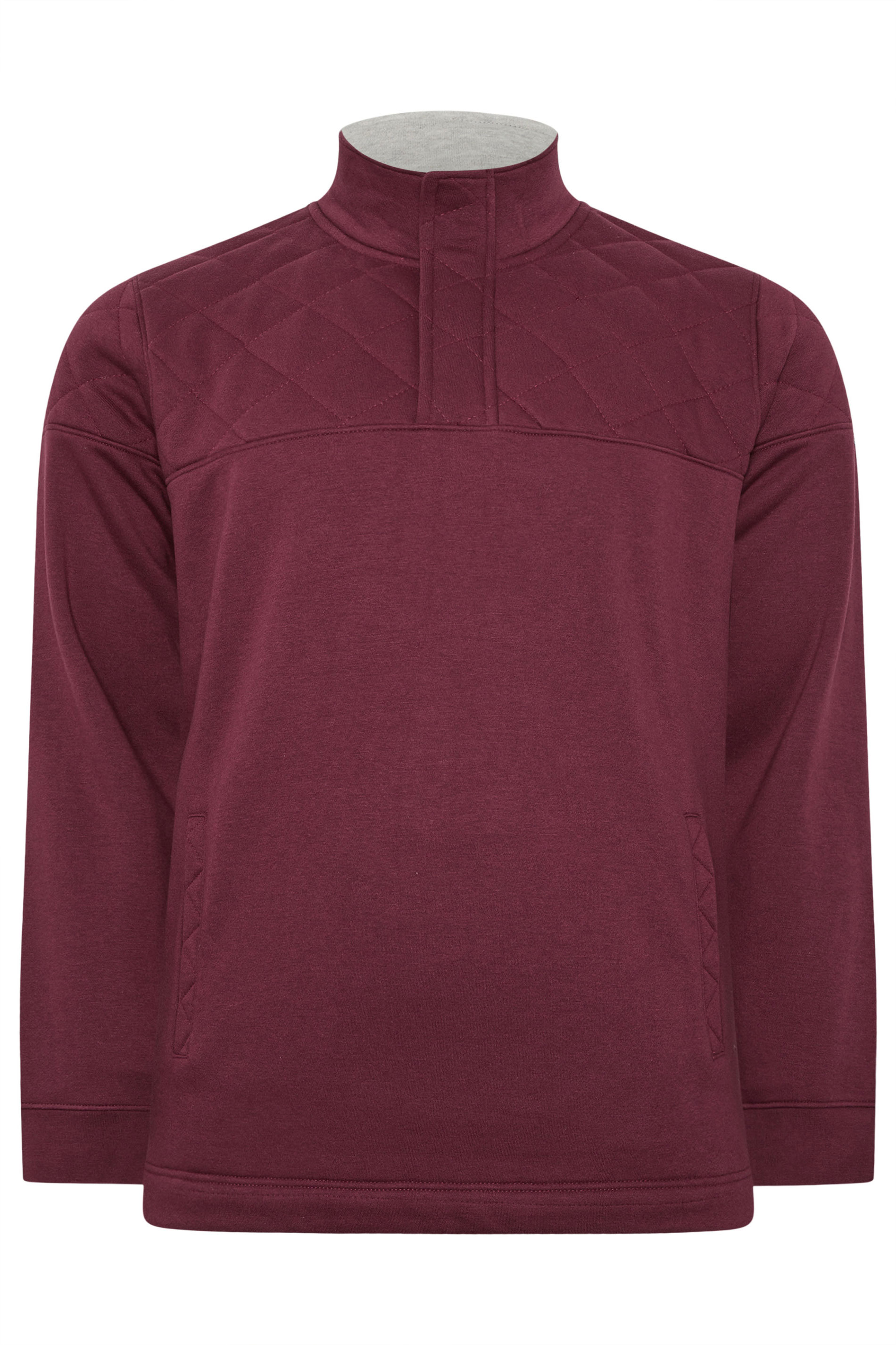 BadRhino Big & Tall Burgundy Red Diamond Quilted Quarter Zip Sweatshirt | BadRhino 6
