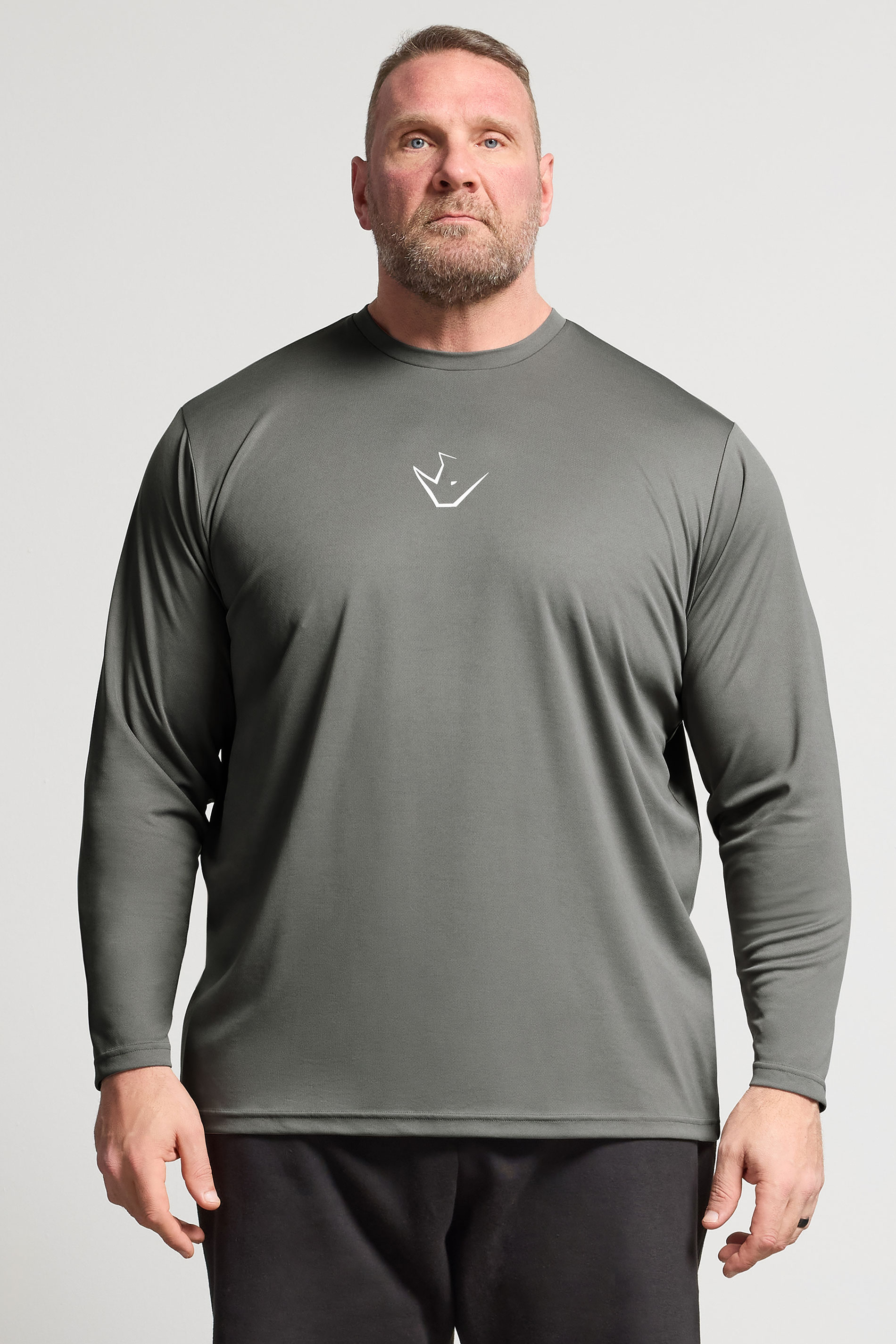 IronRhino Big & Tall Grey Performance Long Sleeve T-Shirt | BadRhino 1