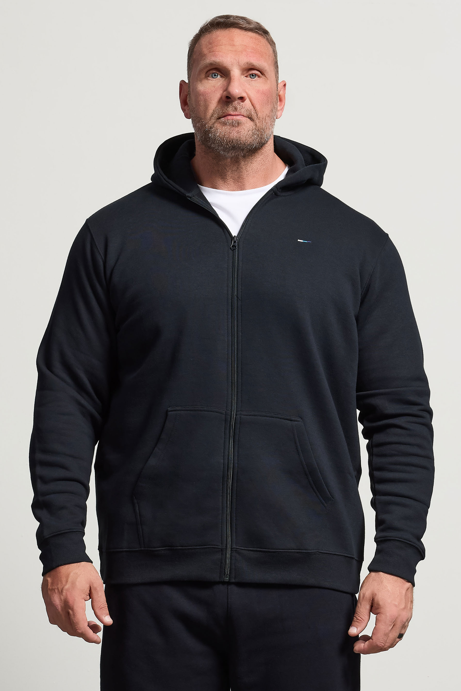 BadRhino Big & Tall Navy Blue Zip Through Hoodie | BadRhino 1