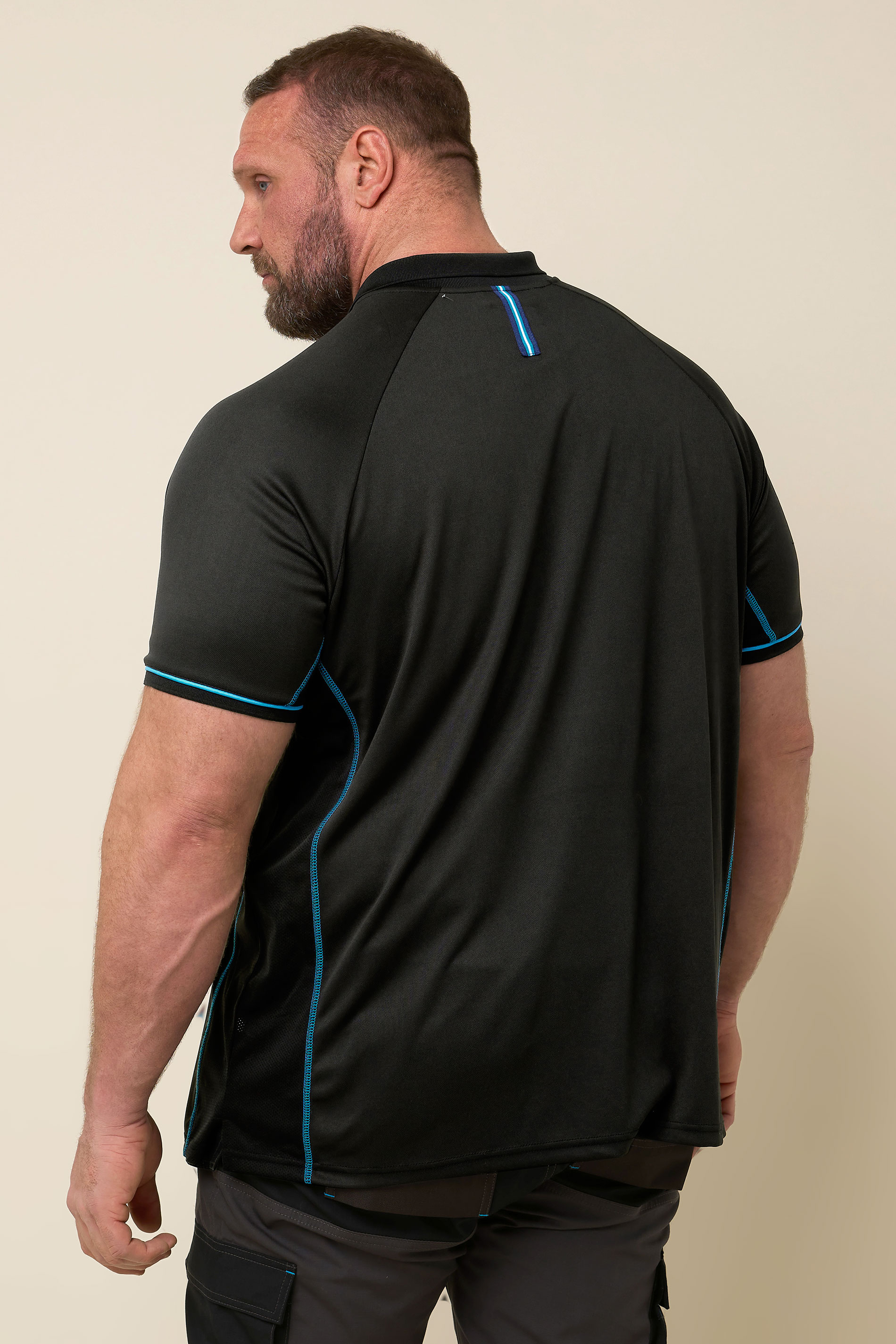 BadRhino Big & Tall Workwear Black Zip Polo Shirt | BadRhino 4