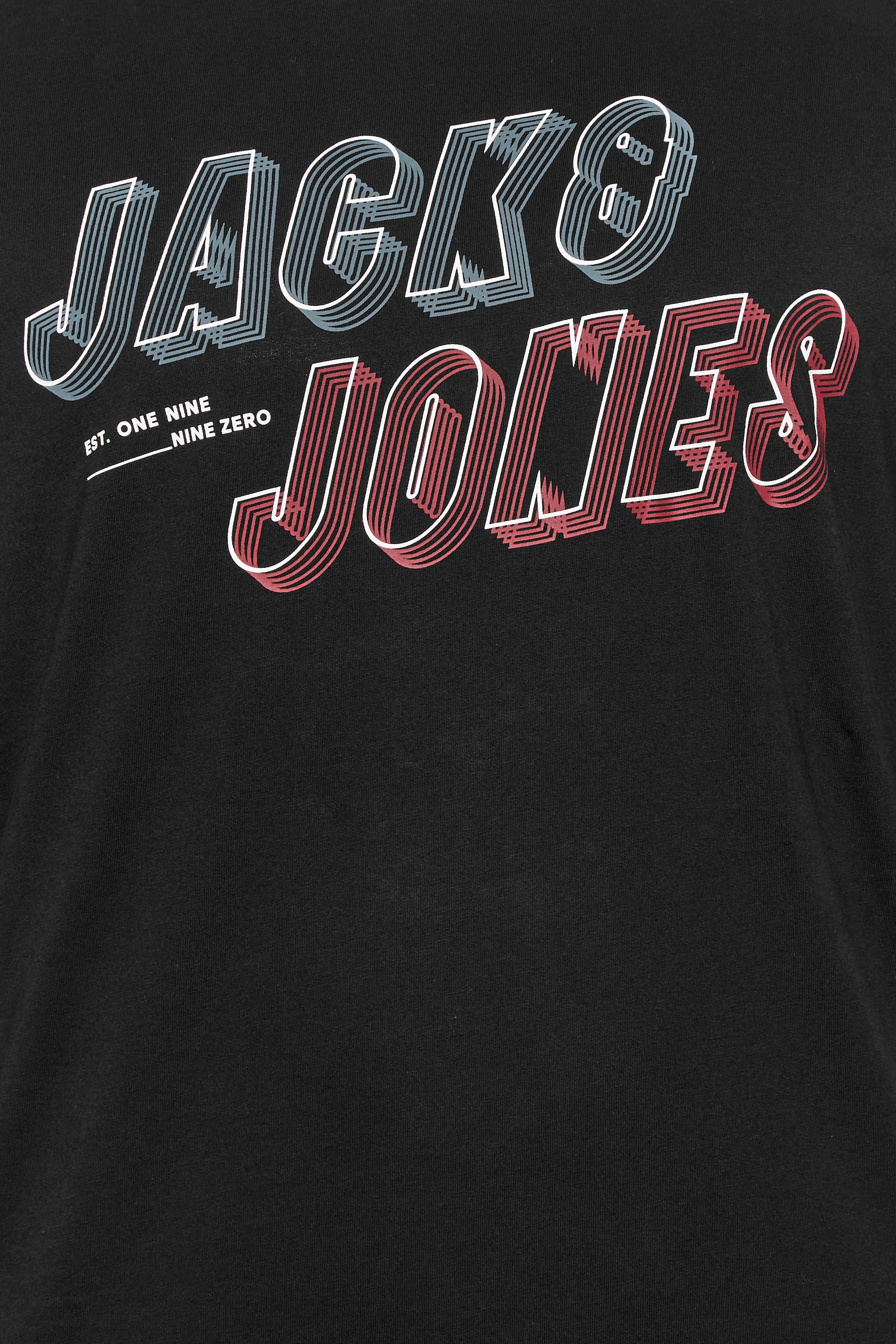 JACK & JONES Big & Tall Black Line Logo Print T-Shirt | BadRhino 2