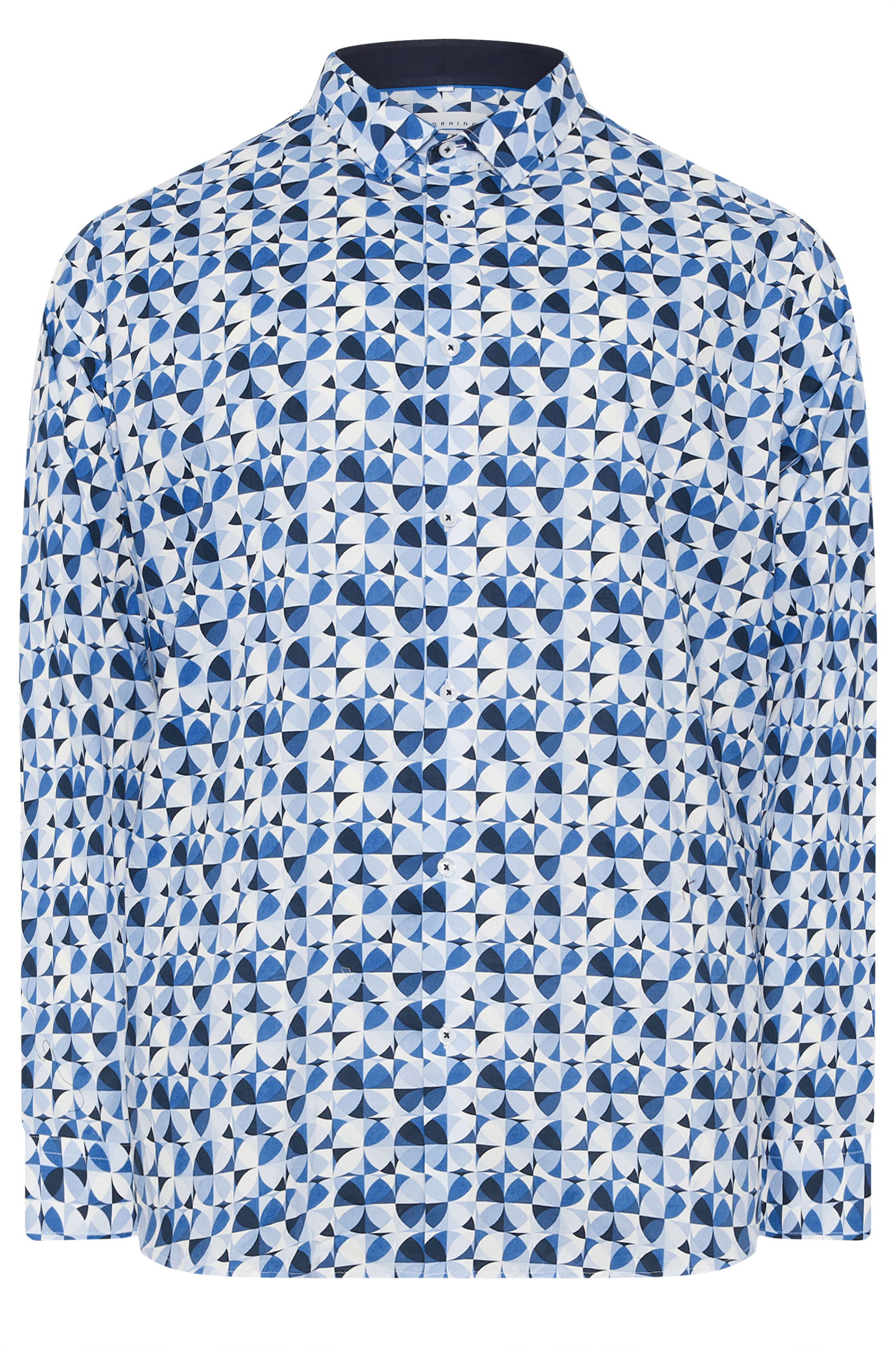 BadRhino Tailoring Big & Tall Light Blue Geometric Long Sleeve Shirt | BadRhino 7