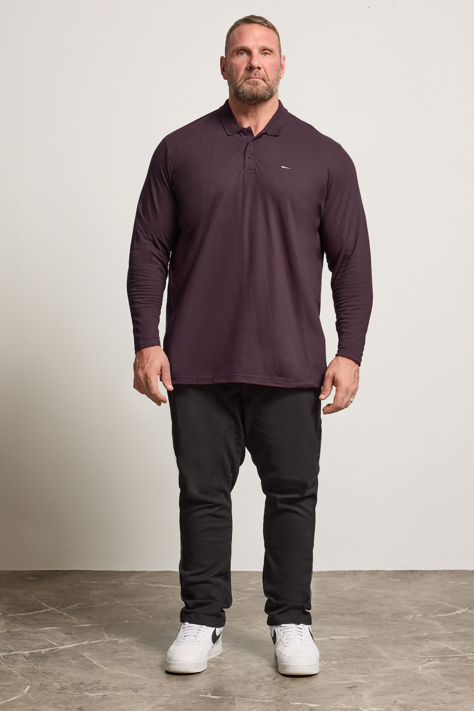 BadRhino Burgundy Red Essential Long Sleeve Polo Shirt | BadRhino 2