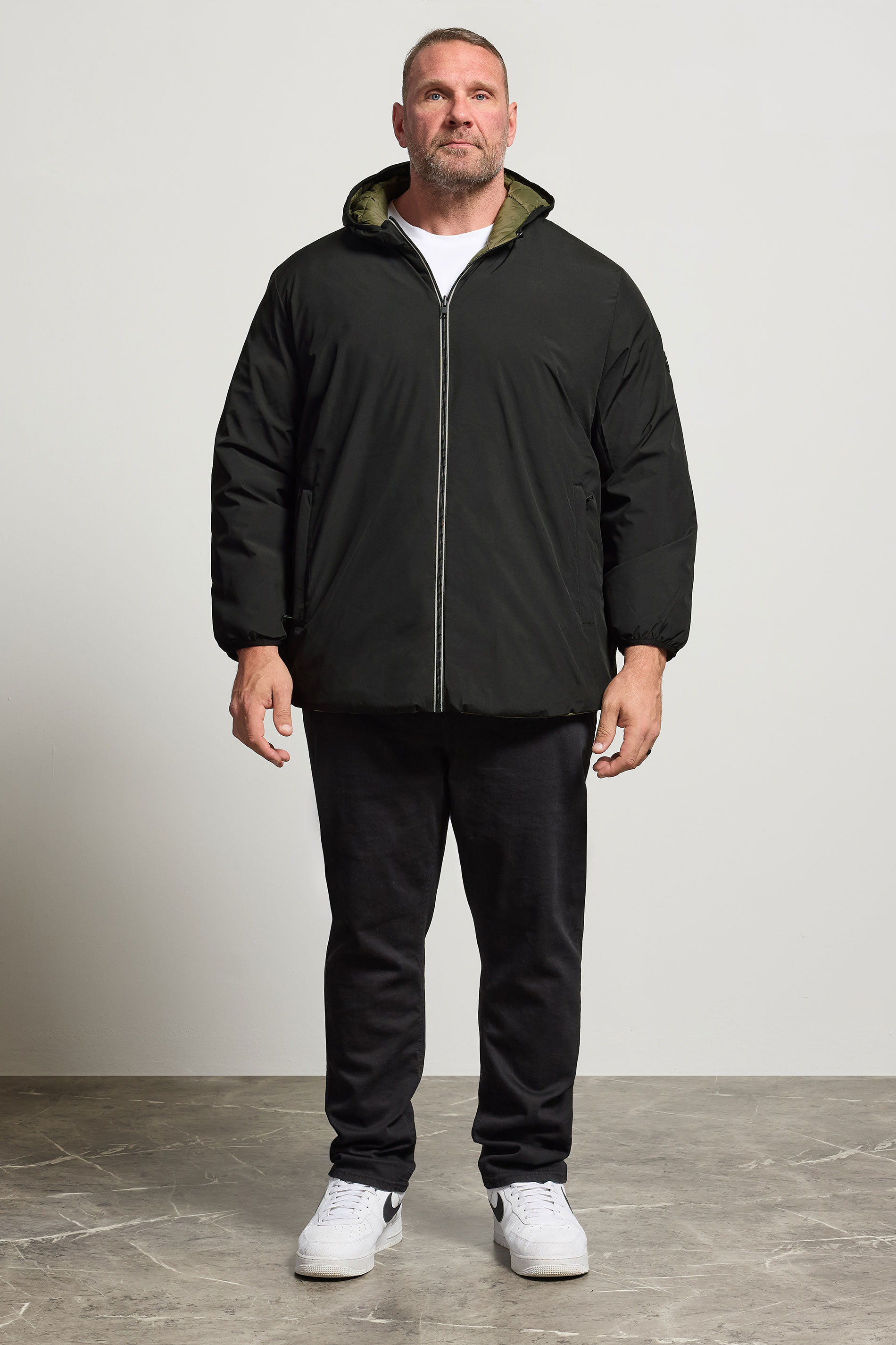 JACK & JONES Big & Tall Black Reversible Puffer Jacket | BadRhino 2