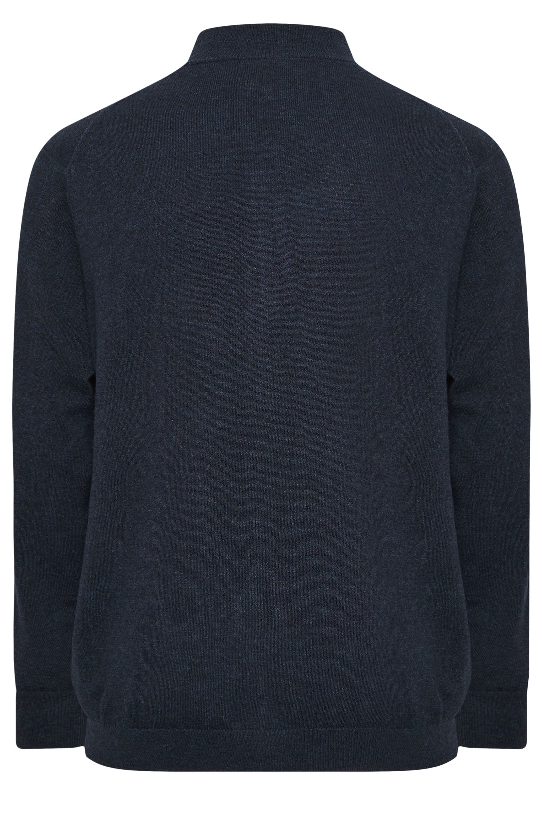 Lyle & Scott Big & Tall Navy Blue Lambswool Blend Quarter Zip Jumper | BadRhino 5