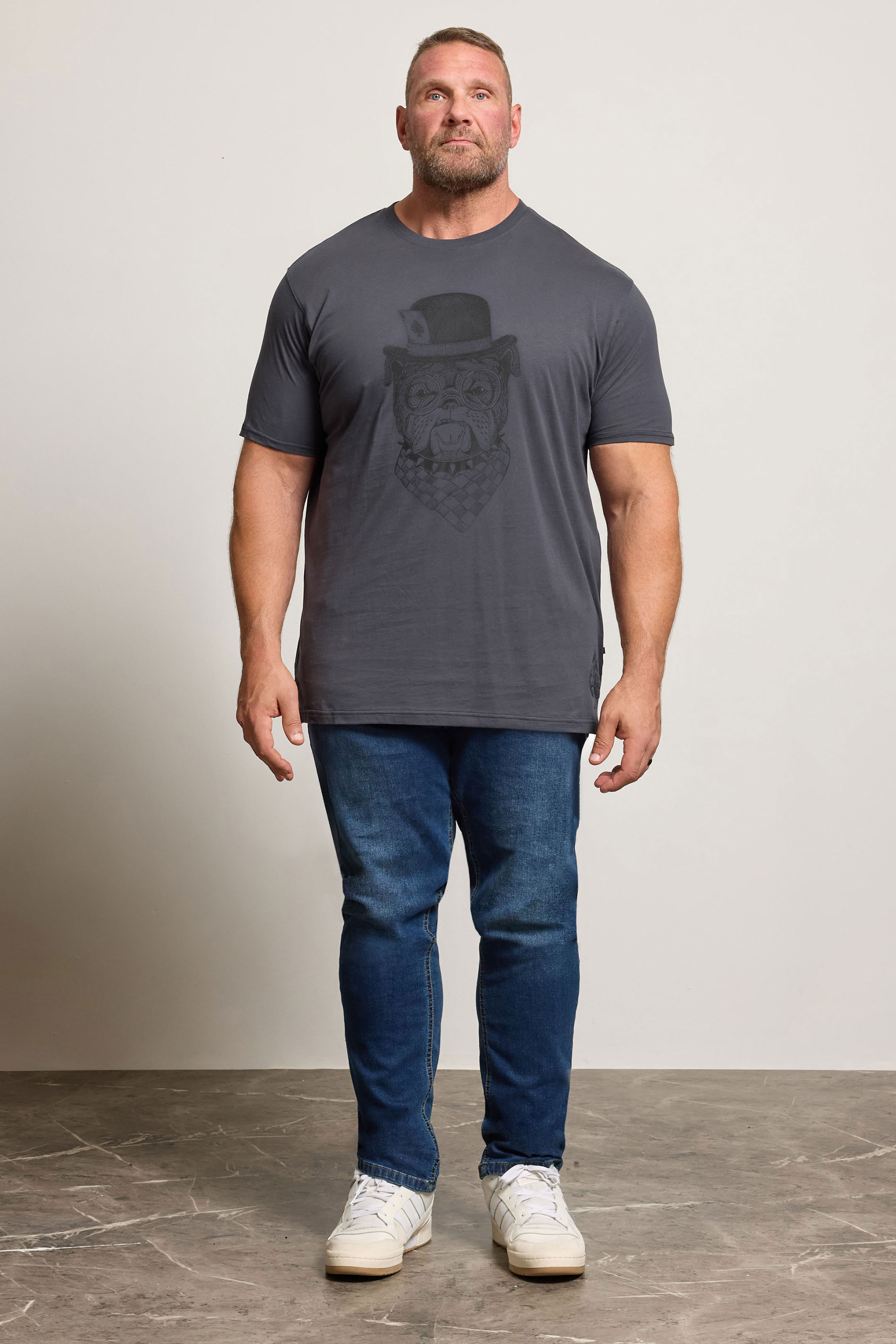 KAM Big & Tall Night Black Bulldog Graphic Print T-Shirt | BadRhino 2