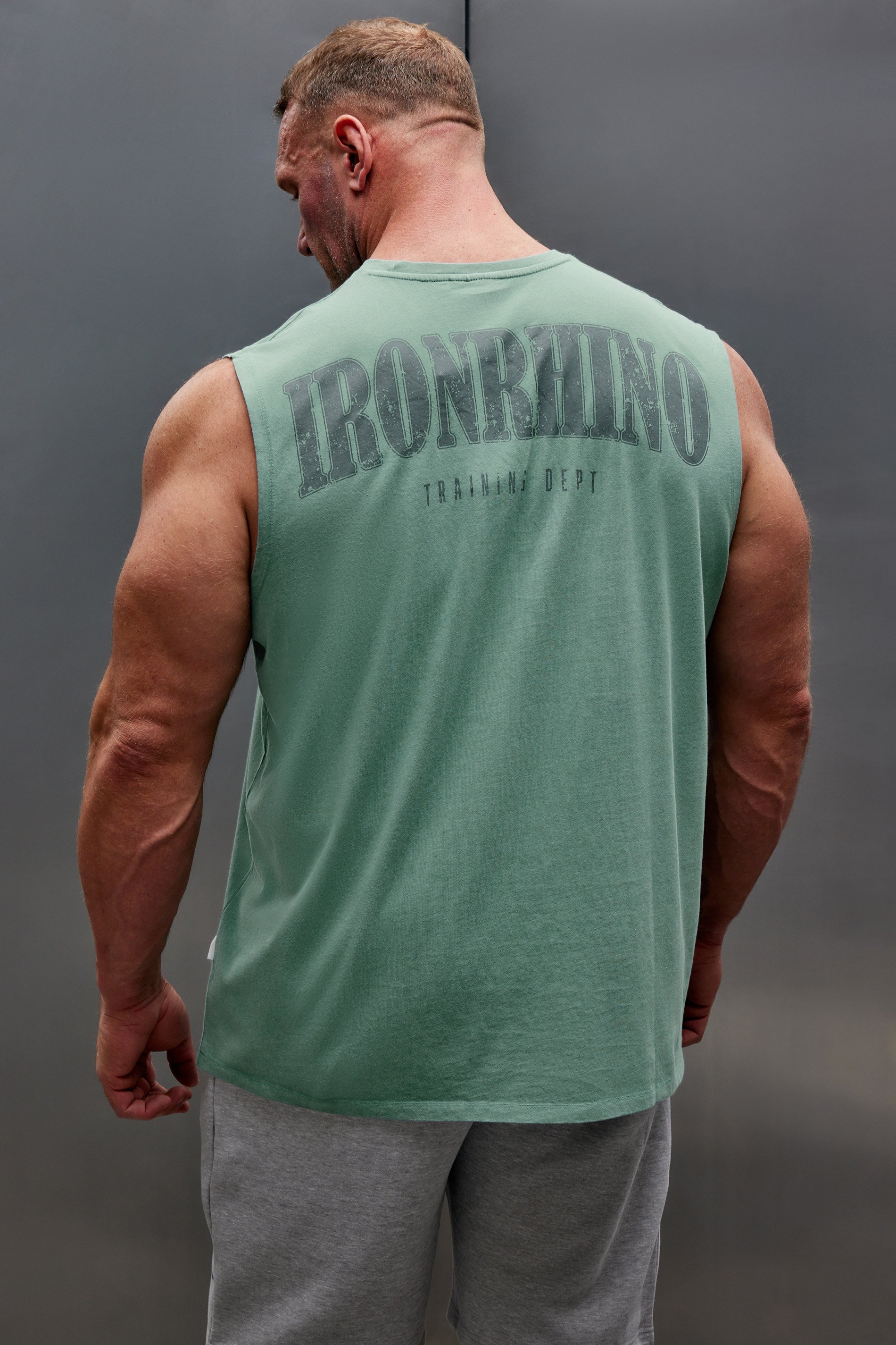 IronRhino Big & Tall Green Acid Wash Muscle Vest | BadRhino 1