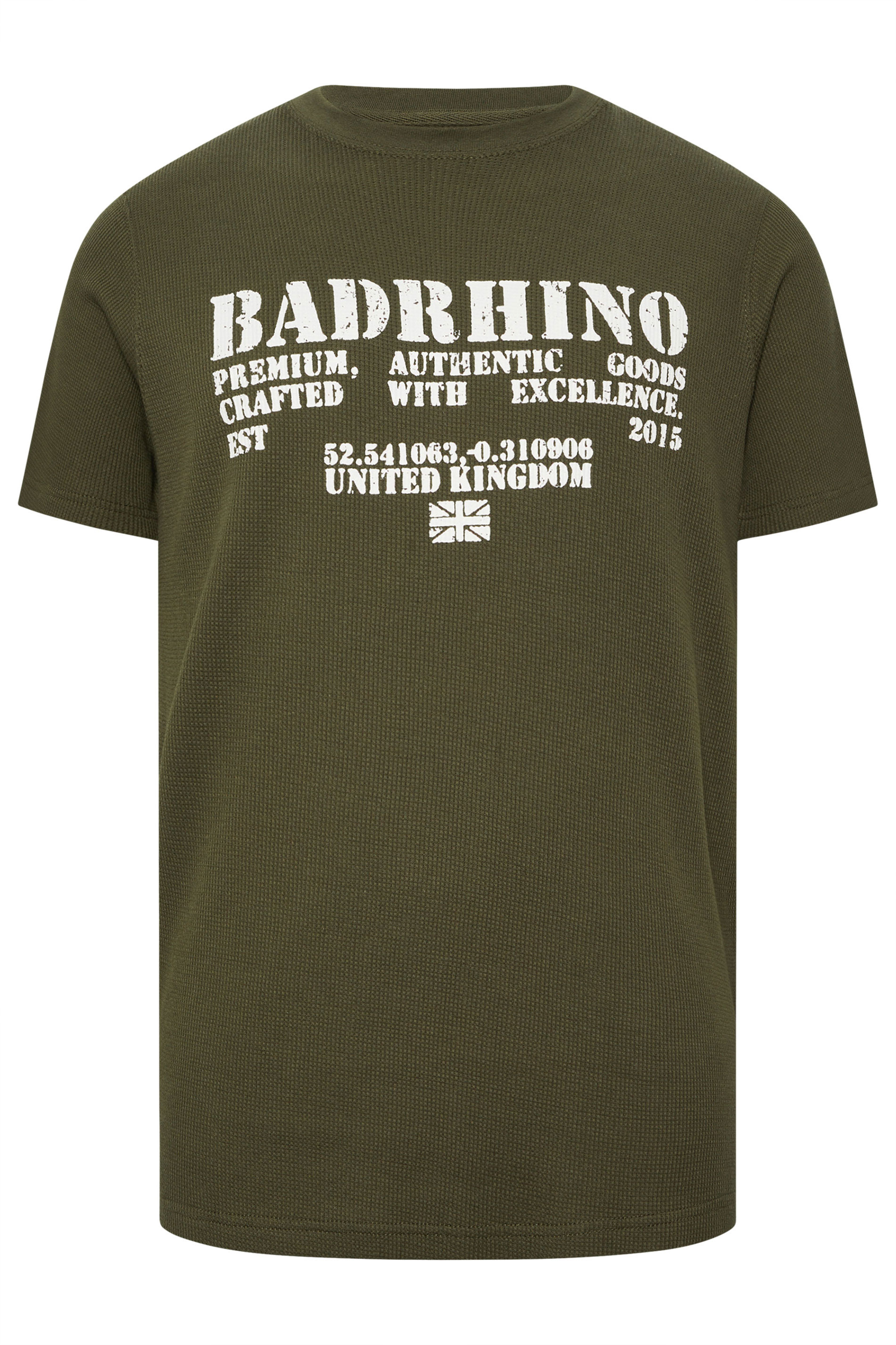 BadRhino Big & Tall Khaki Green Military Waffle Texture T-Shirt | BadRhino 7