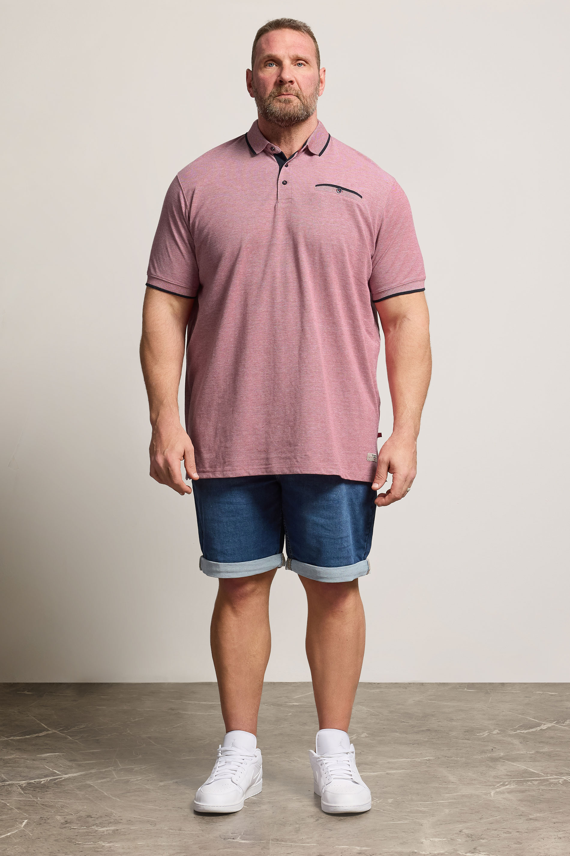 D555 Big & Tall Red Pique Jacquard Polo Shirt | BadRhino 1