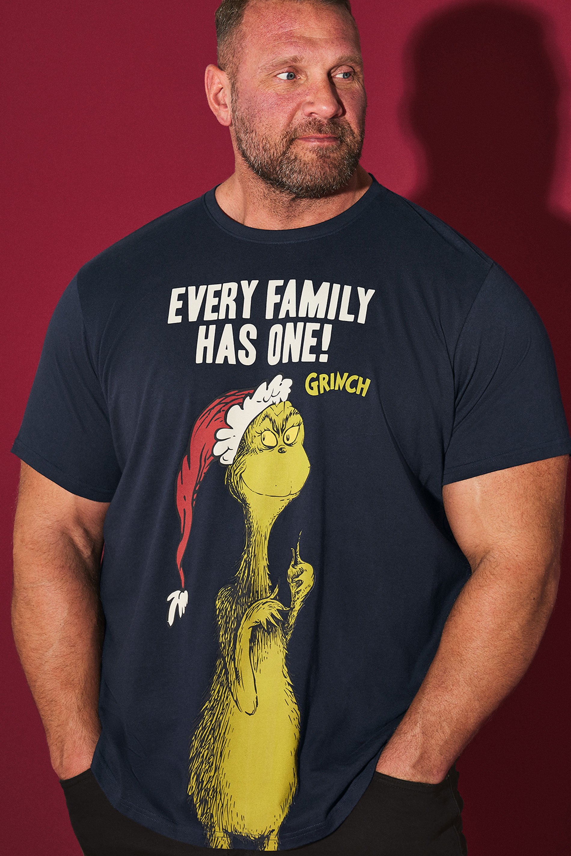 BadRhino Big & Tall Navy Blue Grinch Graphic Christmas T-Shirt | BadRhino 1
