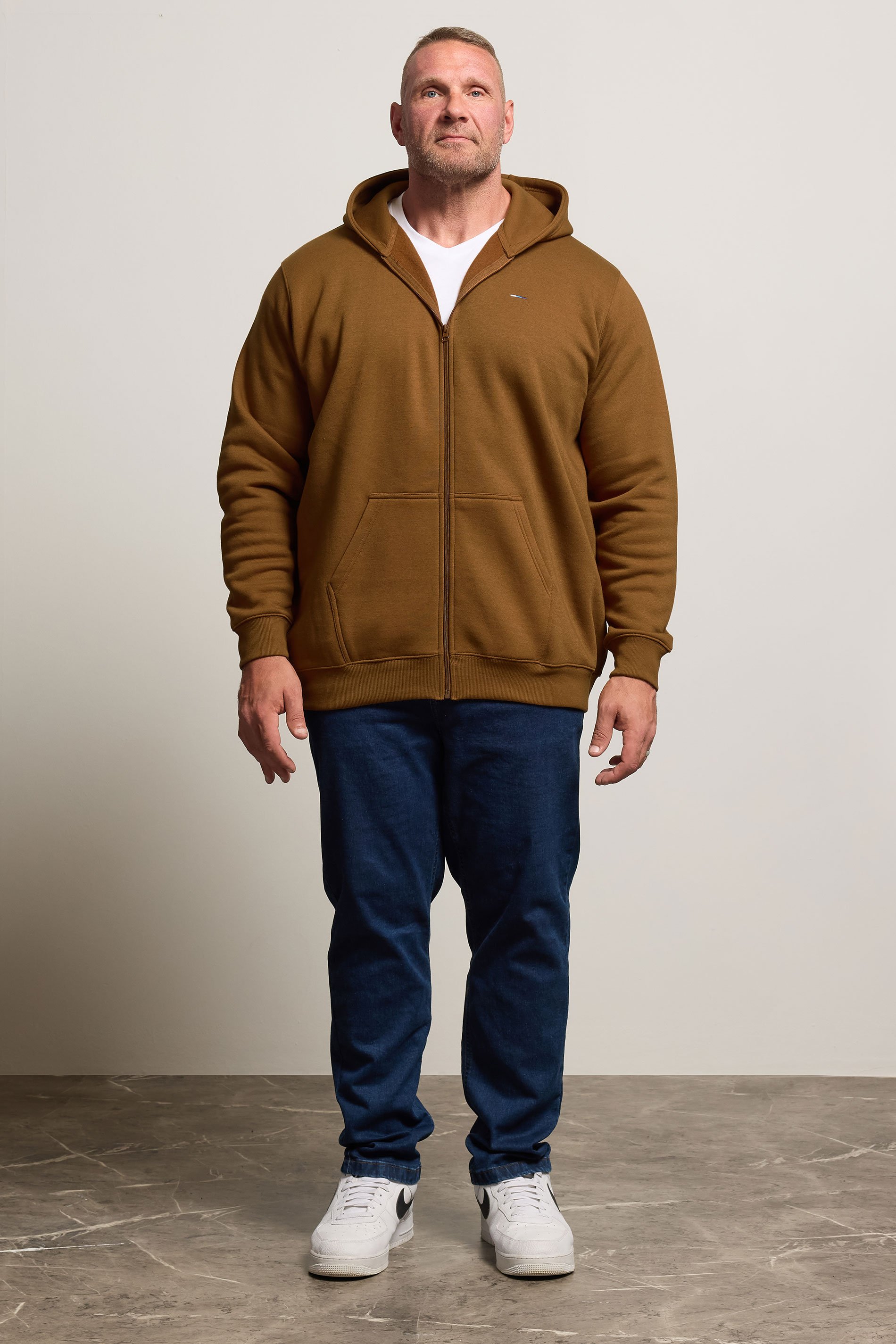 BadRhino Big & Tall Brown Zip Through Hoodie | BadRhino 3