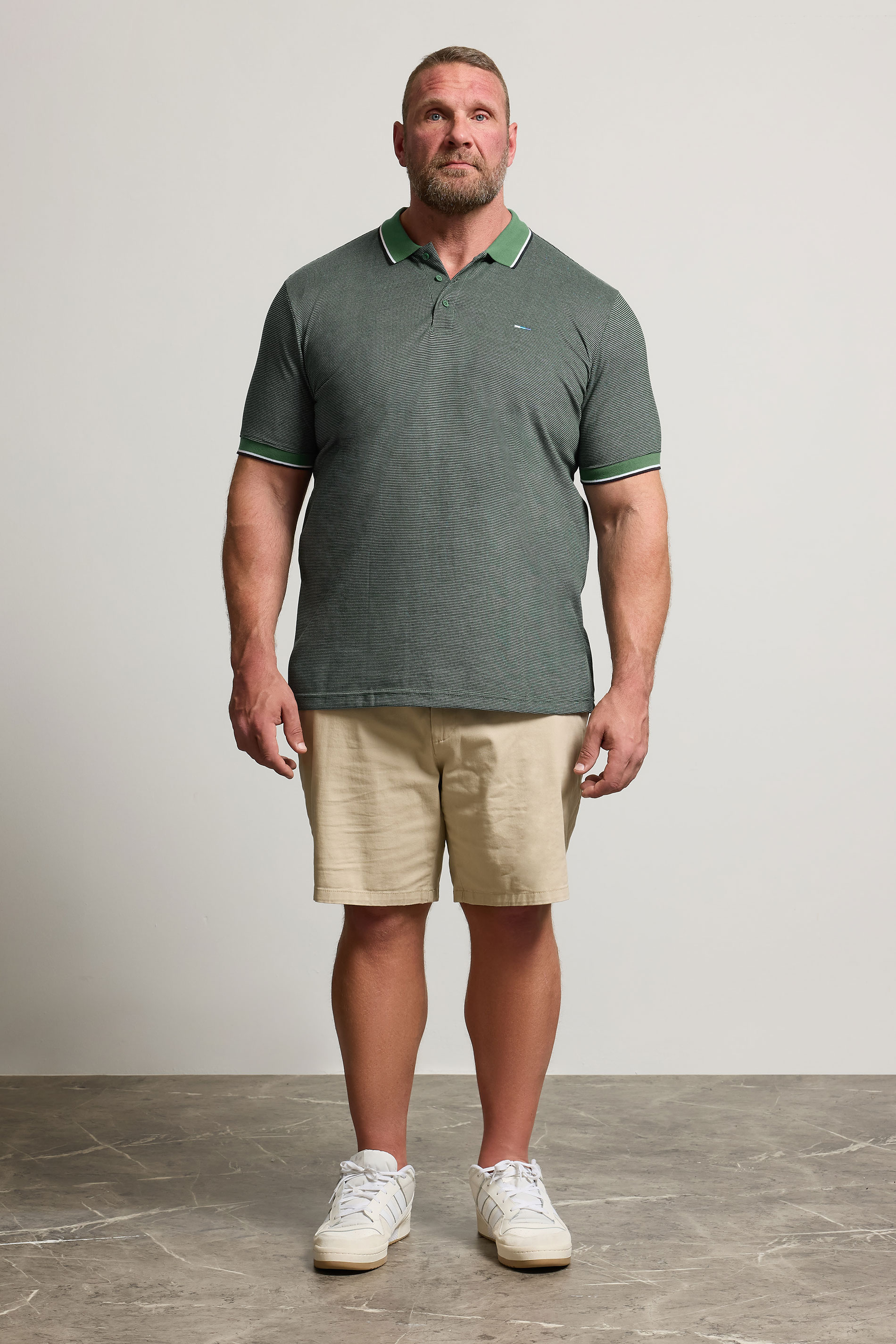BadRhino Big & Tall Green Fine Stripe Tipped Polo Shirt | BadRhino 3