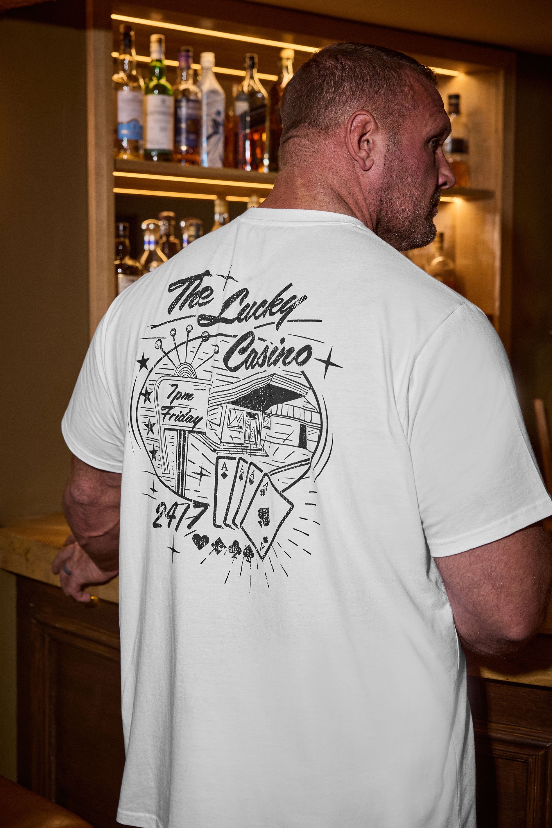 BadRhino Big & Tall White 'The Lucky Casino' Graphic T-Shirt | BadRhino 1