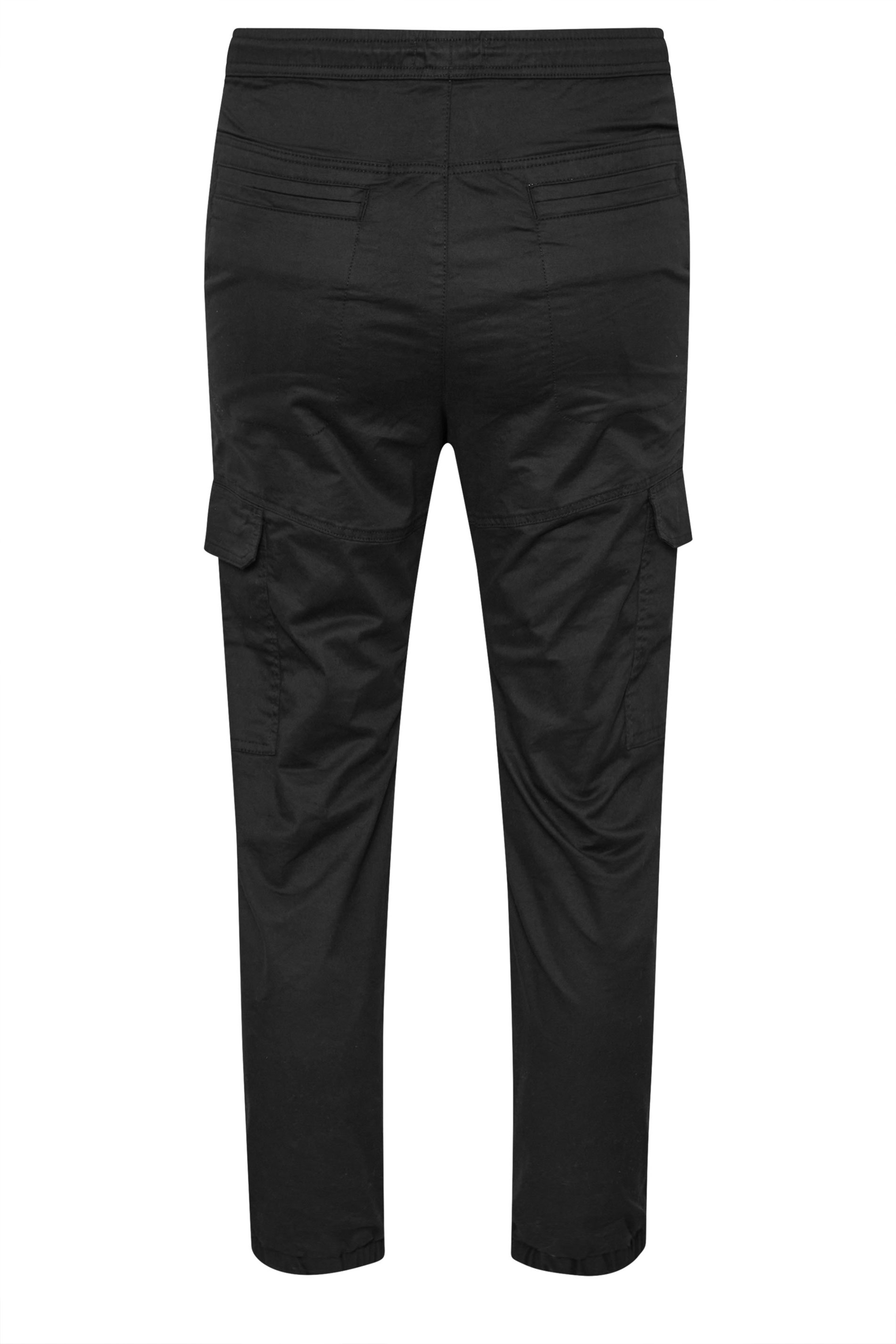 BadRhino Big & Tall Black Elasticated Waist Cuffed Cargo Trousers | BadRhino 5