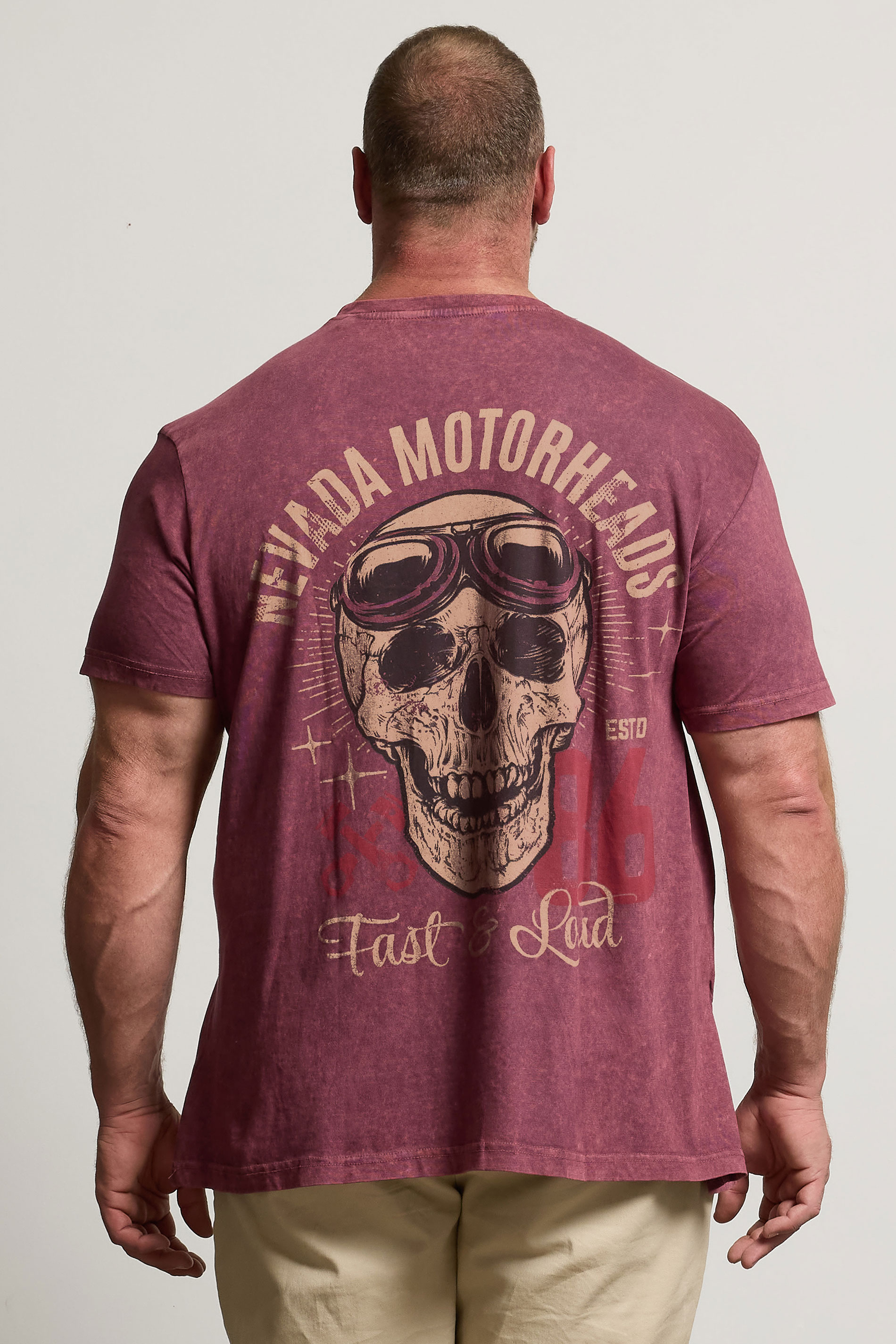BadRhino Big & Tall Red Acid Wash 'Nevada Motorheads' Slogan T-Shirt | BadRhino 4