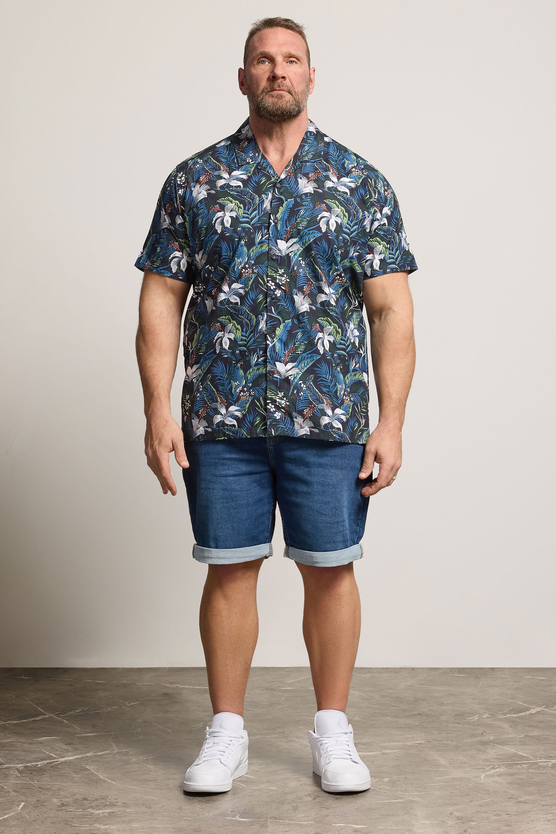 D555 Big & Tall Blue Hawaiian Short Sleeve Shirt | BadRhino 1