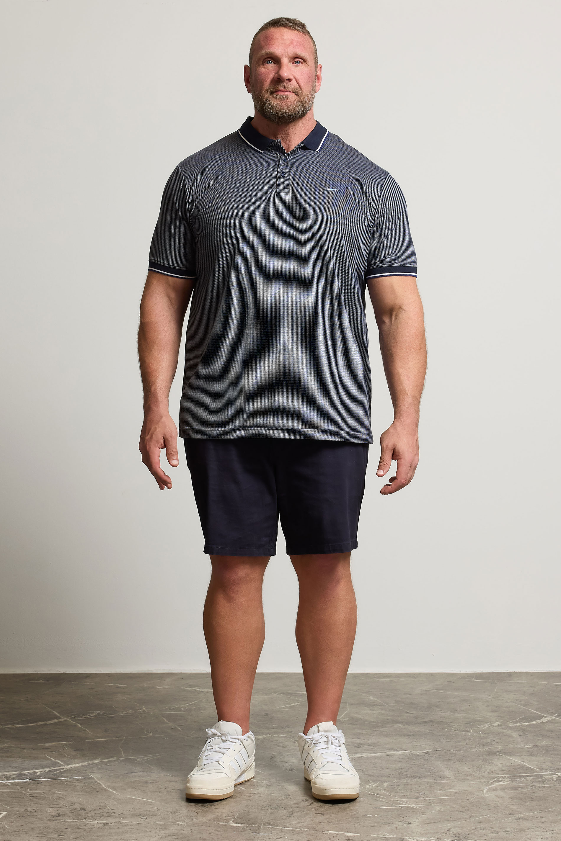 BadRhino Big & Tall Blue Fine Stripe Tipped Polo Shirt | BadRhino 3