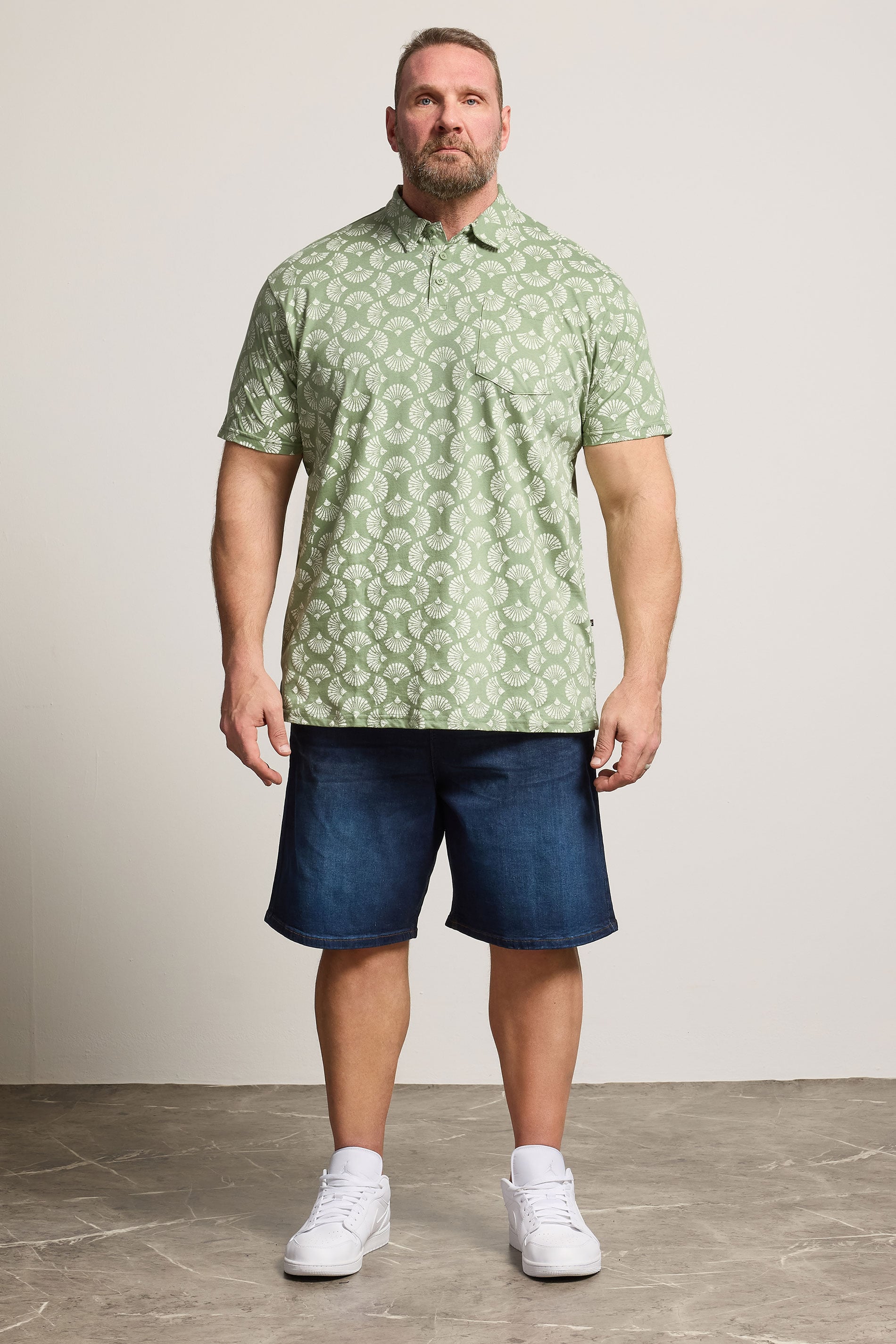 KAM Big & Tall Sage Green Floral Print Polo Shirt | BadRhino 1
