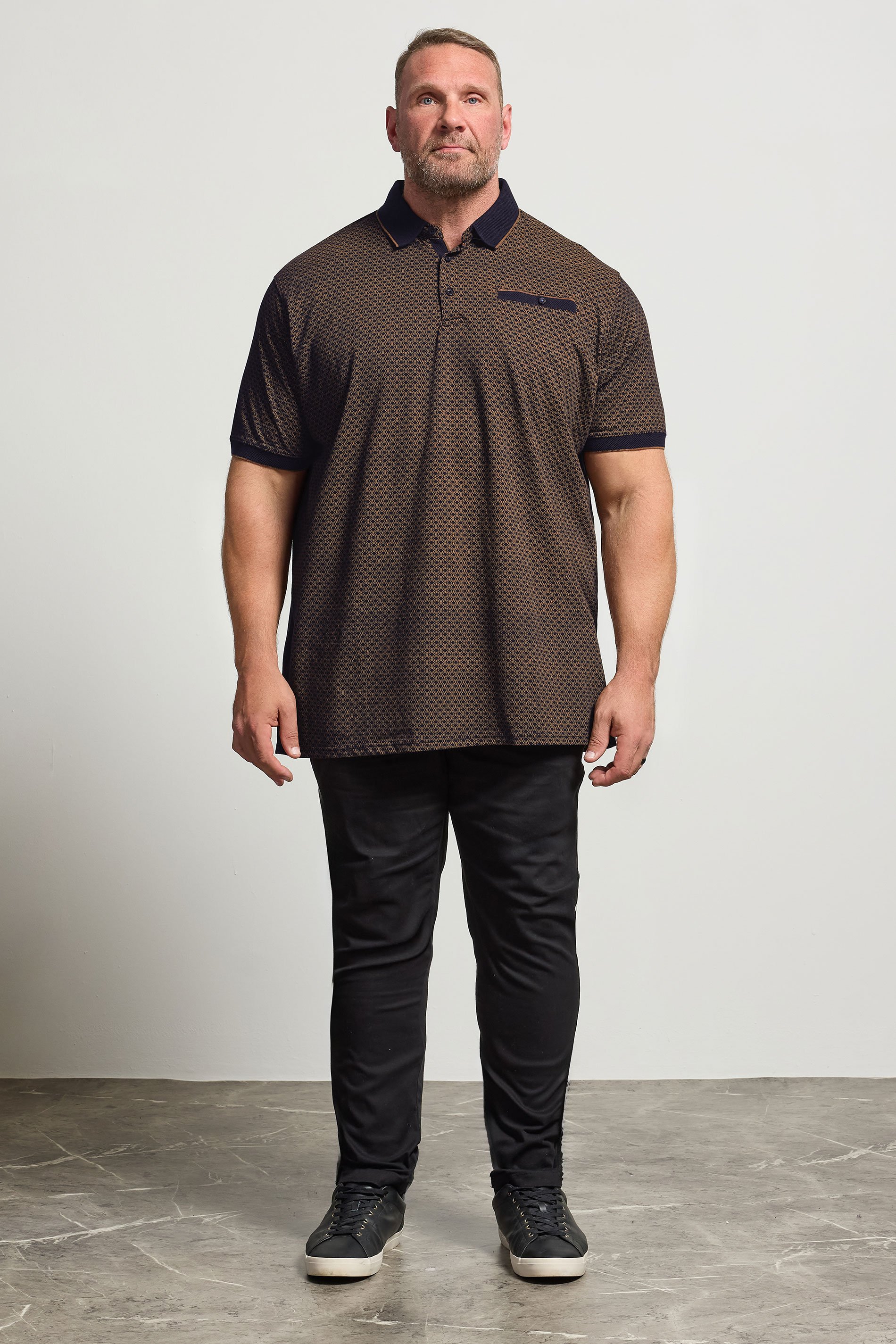 D555 Big & Tall Black Jacquard Polo Shirt | BadRhino 2