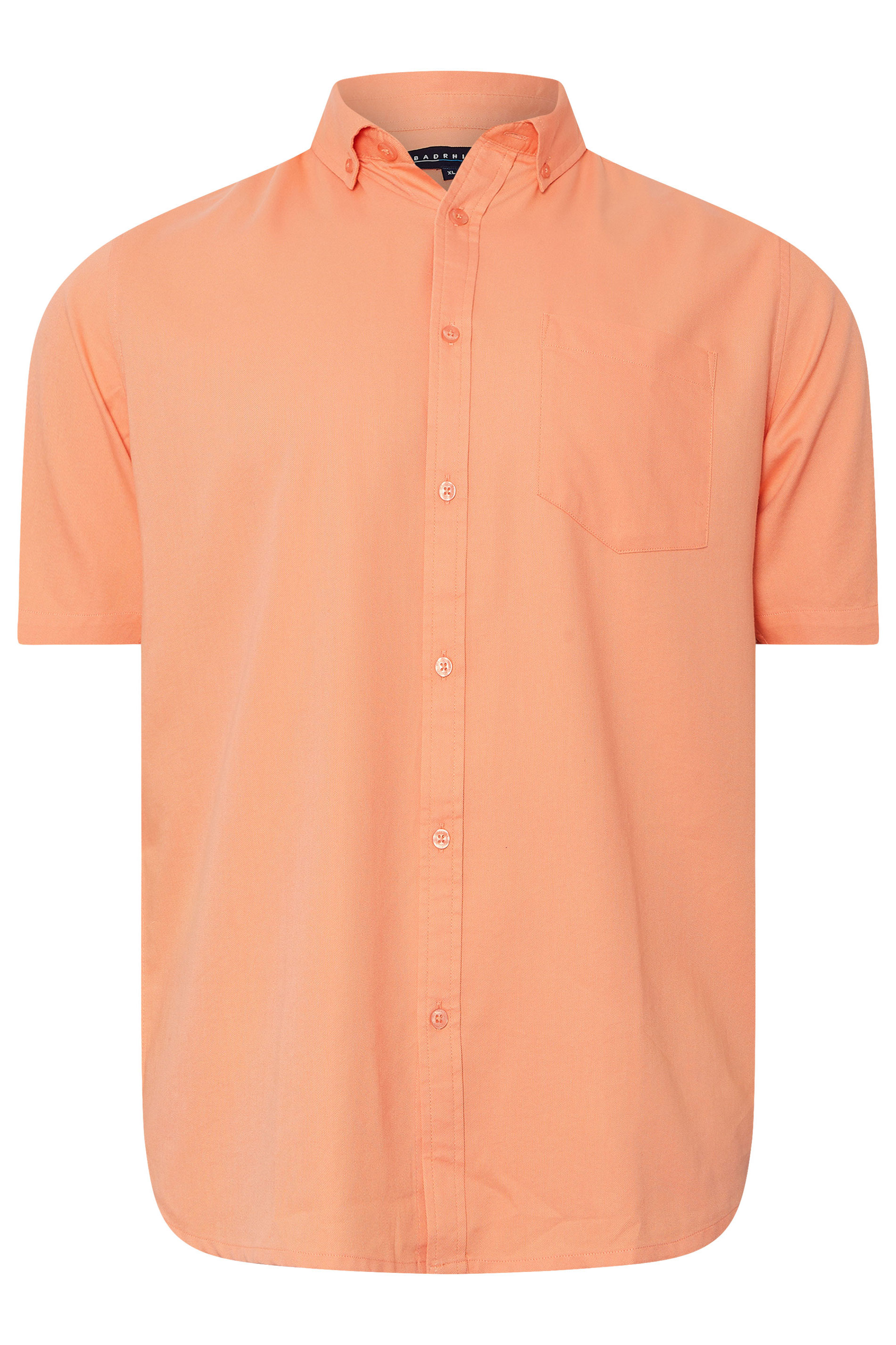 BadRhino Big & Tall Coral Orange Short Sleeve Oxford Shirt | BadRhino 7