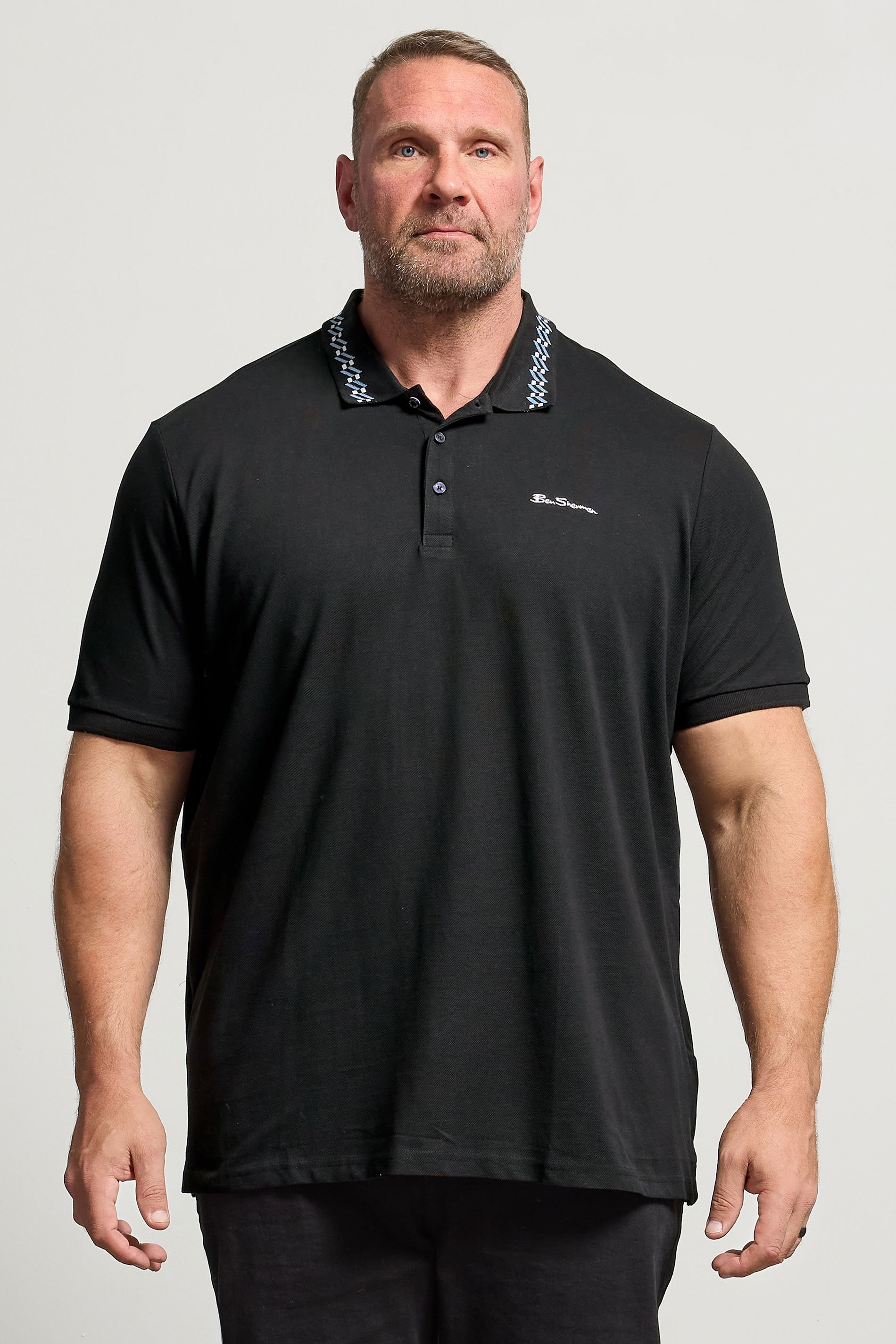 Ben Sherman Big & Tall Black Signature Pique Polo Shirt | BadRhino 1