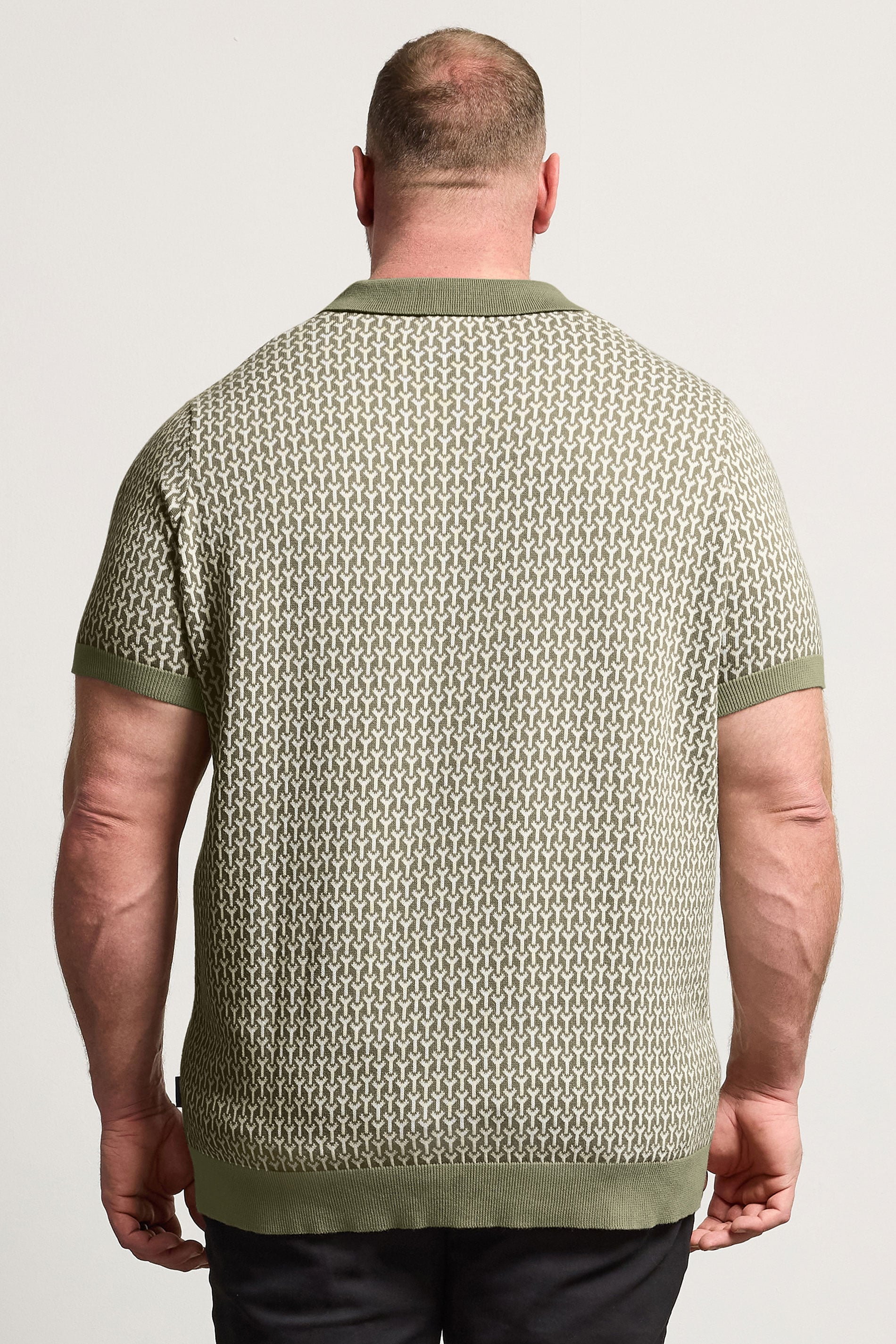 BadRhino Big & Tall Khaki Green Pattern Knitted Trophy Polo | BadRhino 2