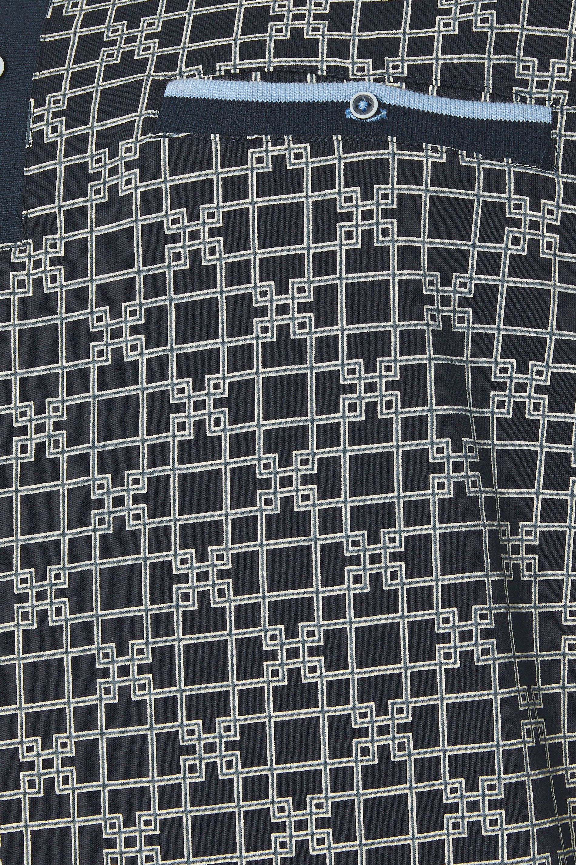 KAM Big & Tall Navy Blue Geometric Print Polo Shirt | BadRhino 2