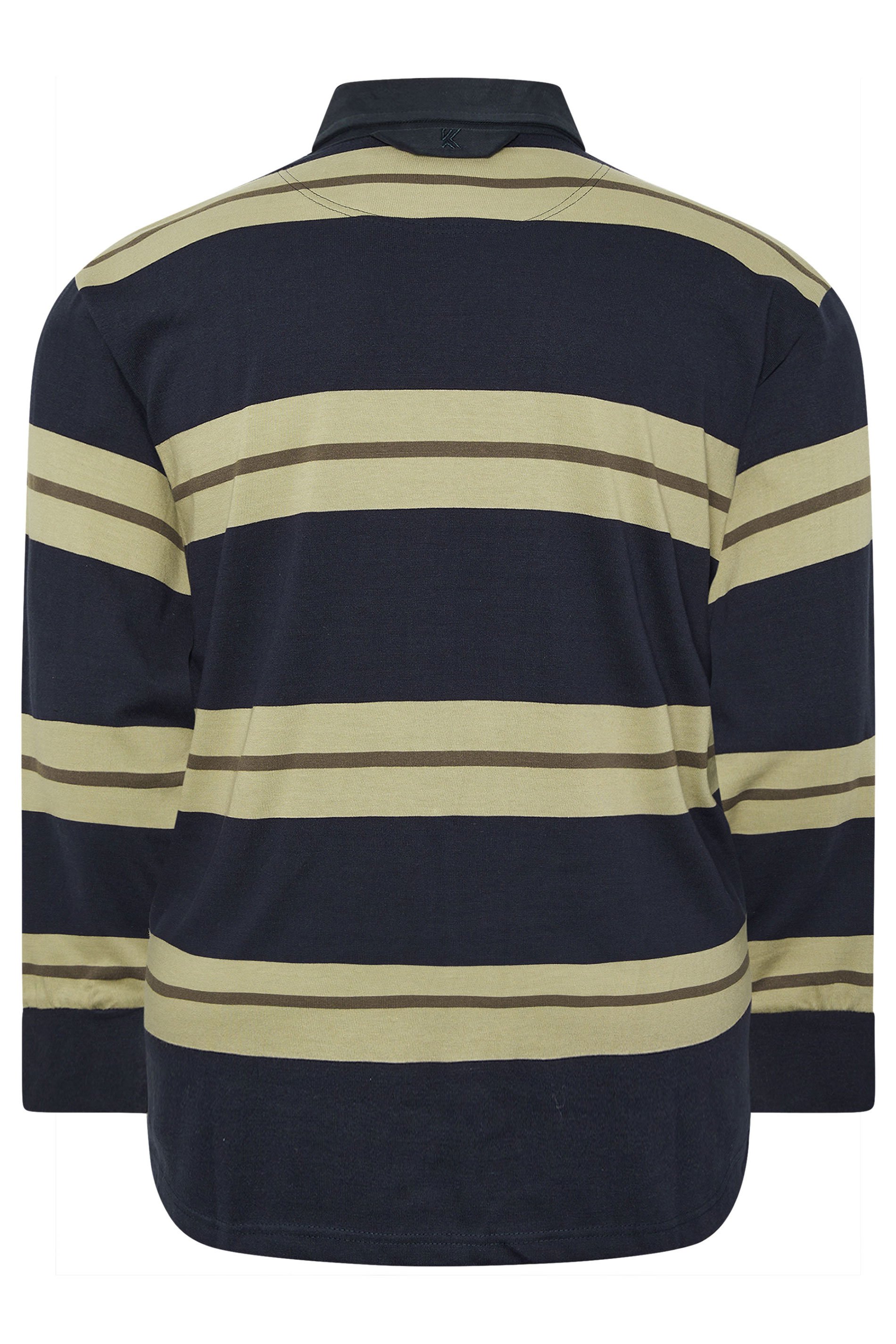 KAM Navy Blue Striped Long Sleeve Rugby Polo Shirt | BadRhino 5