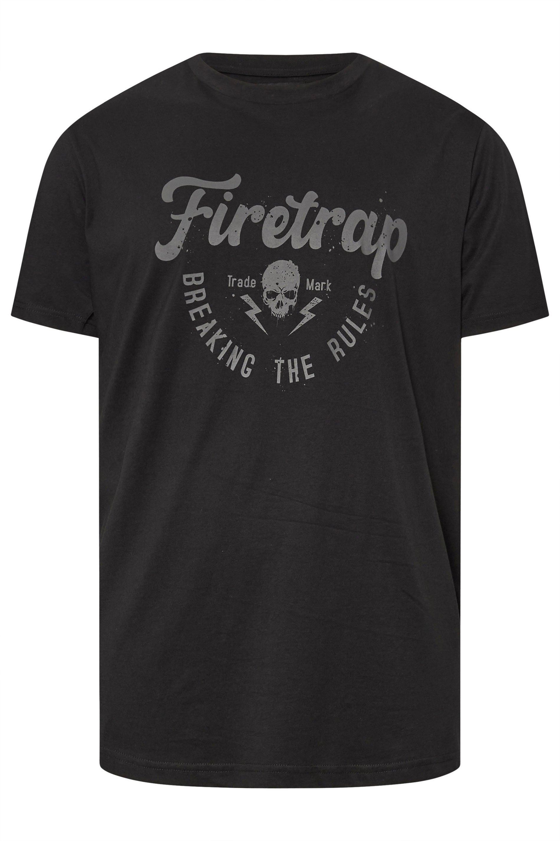 FIRETRAP Big & Tall Black 'Breaking The Rules' Print T-Shirt | BadRhino 3