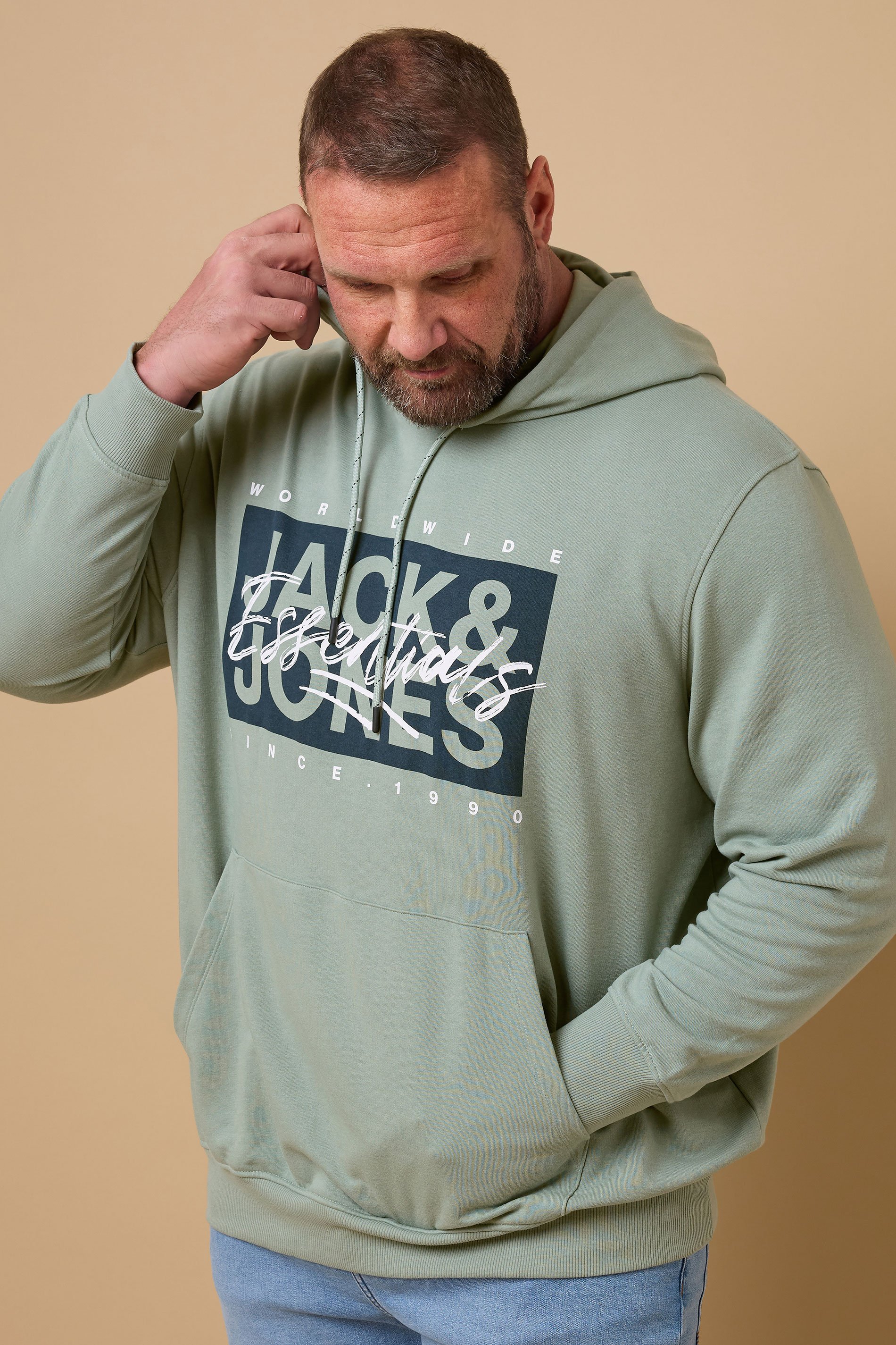 JACK & JONES Big & Tall Light Green Colton Hoodie | BadRhino 1