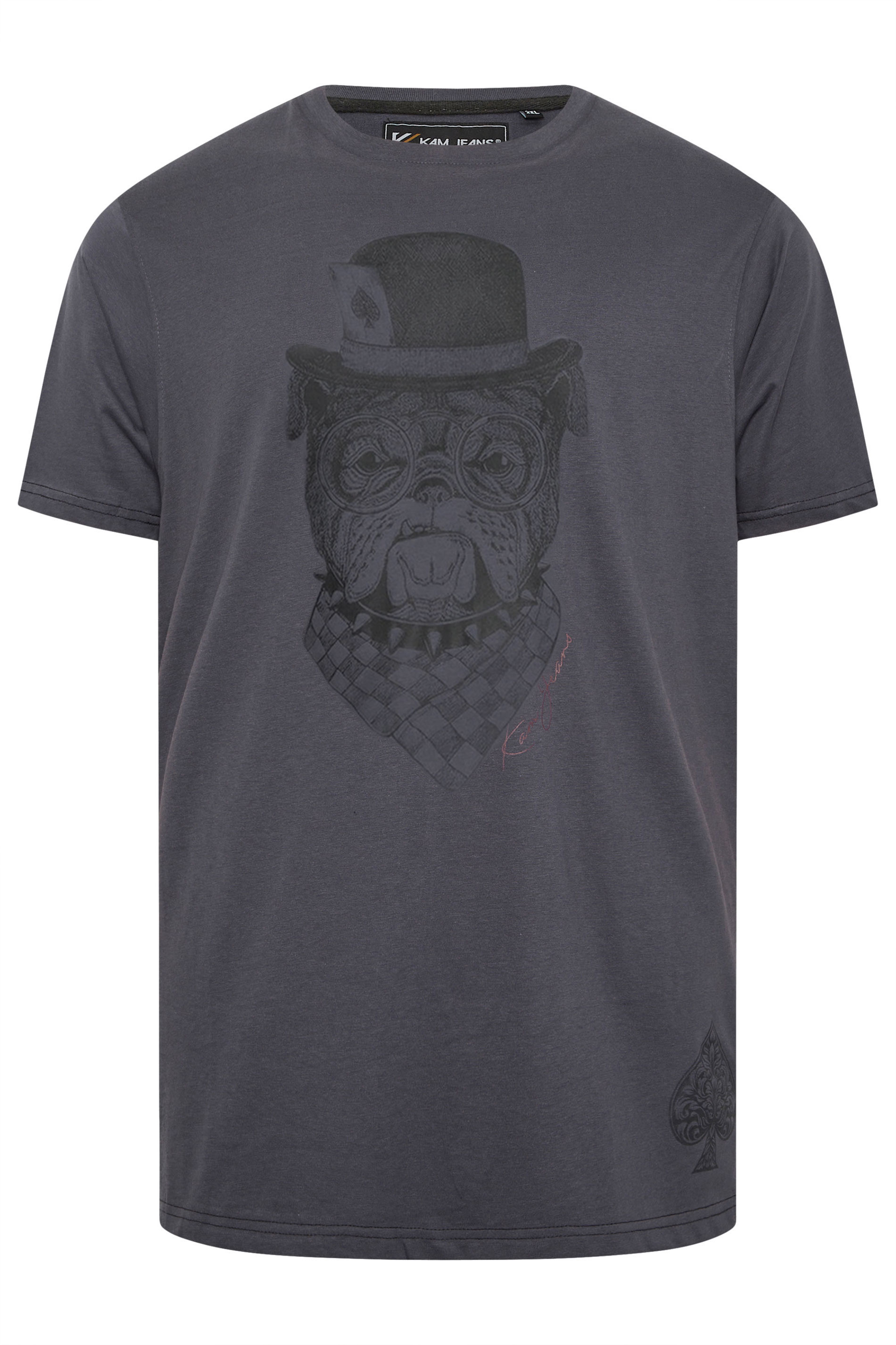 KAM Big & Tall Night Black Bulldog Graphic Print T-Shirt | BadRhino 3