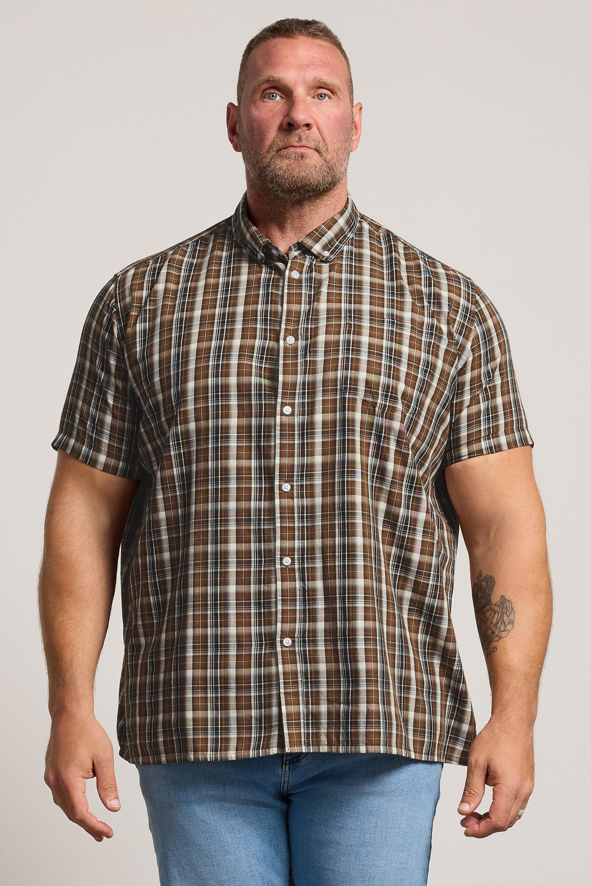 BadRhino Big & Tall Brown Check Shirt | BadRhino 3