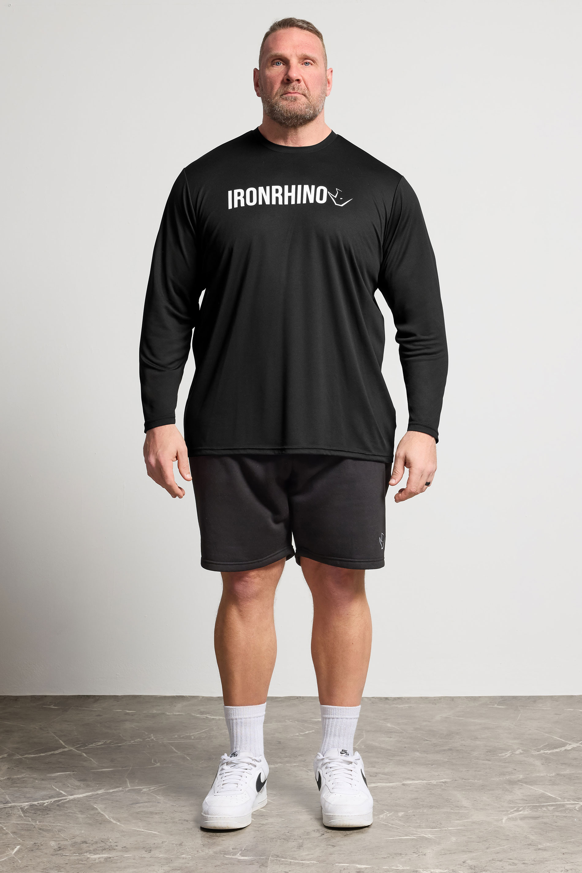 IronRhino Big & Tall Black Branded Performance Long Sleeve T-Shirt | BadRhino 2