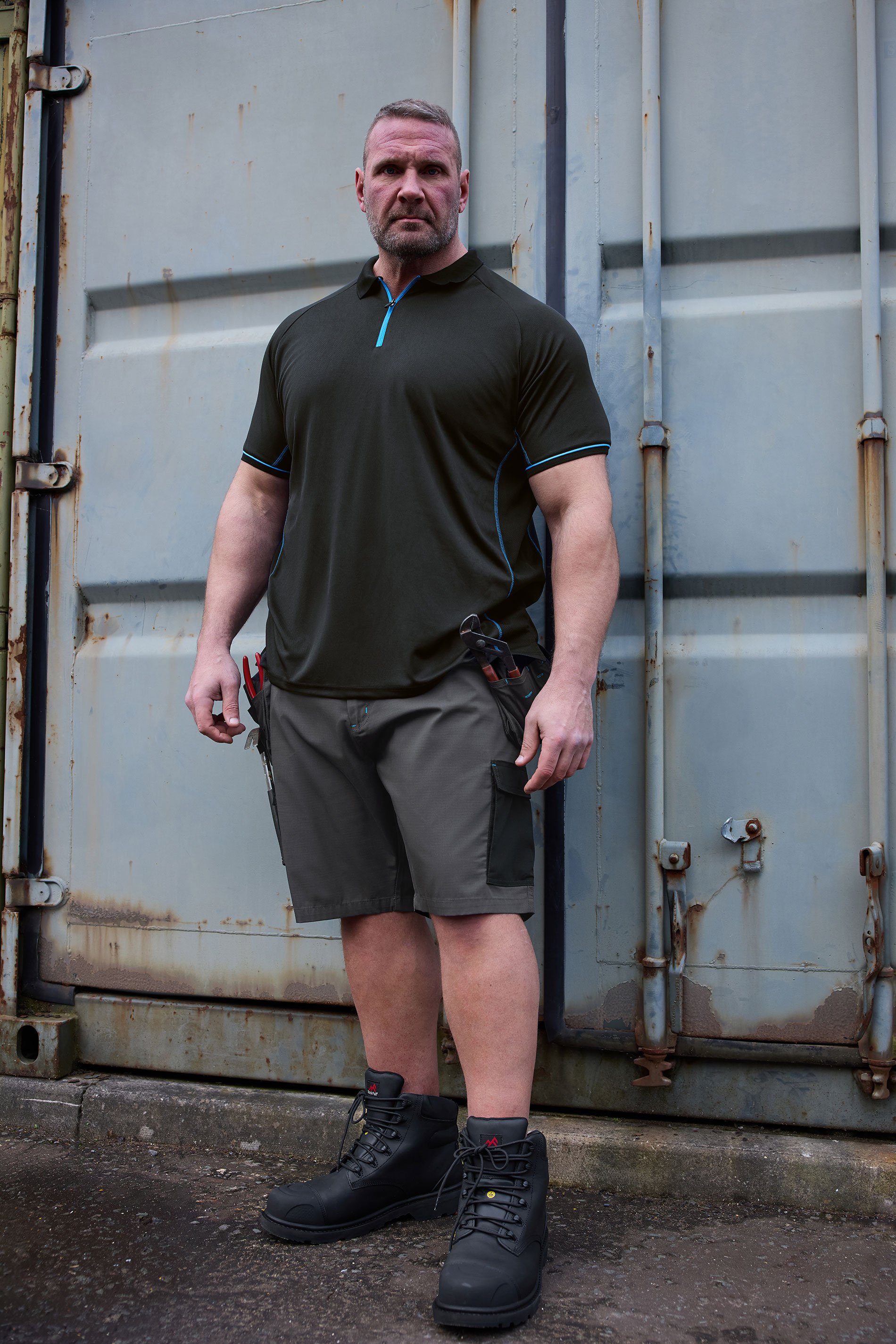 BadRhino Big & Tall Workwear Black Zip Polo Shirt | BadRhino 1