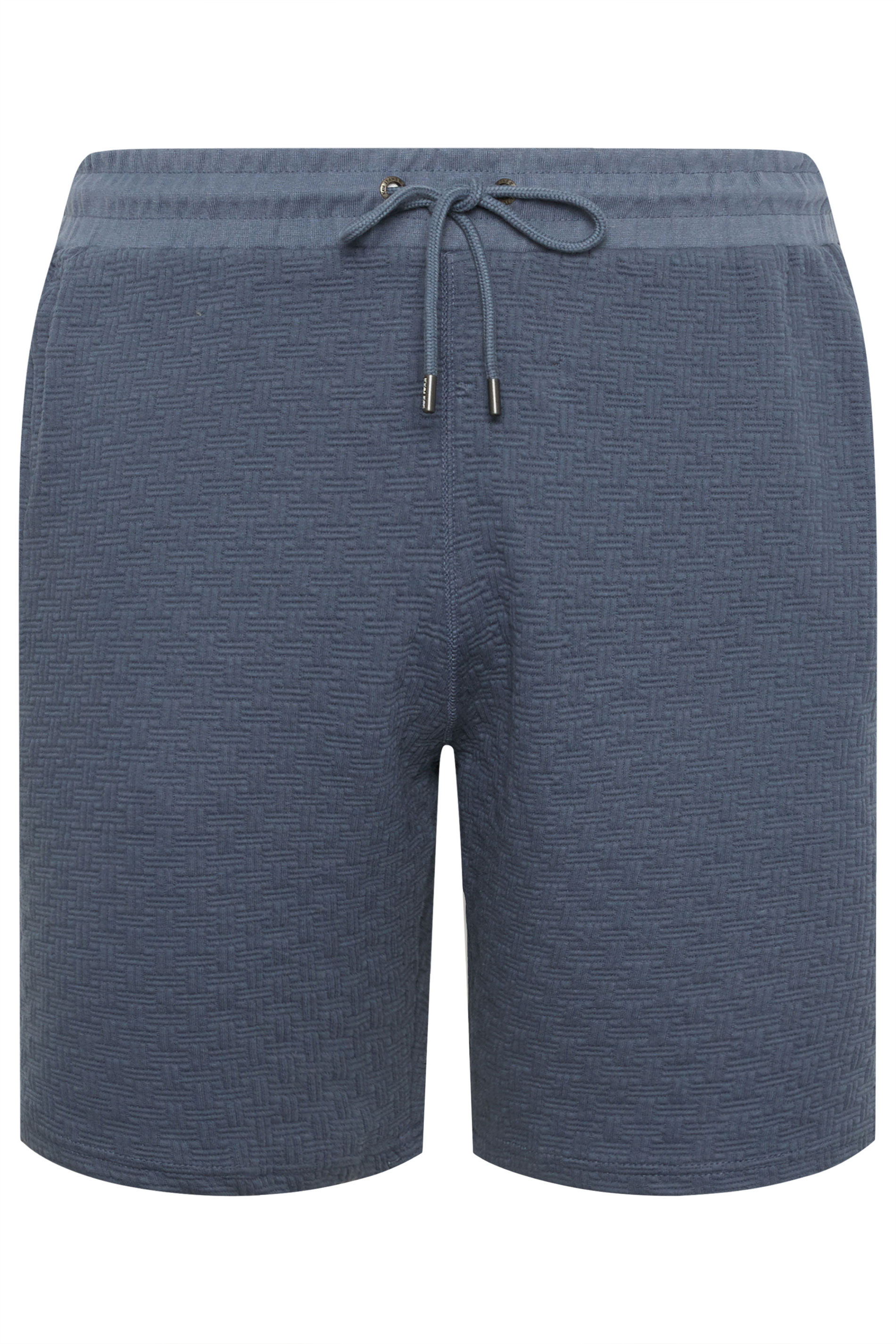 KAM Big & Tall Indigo Blue Jacquard Textured Shorts | BadRhino 2