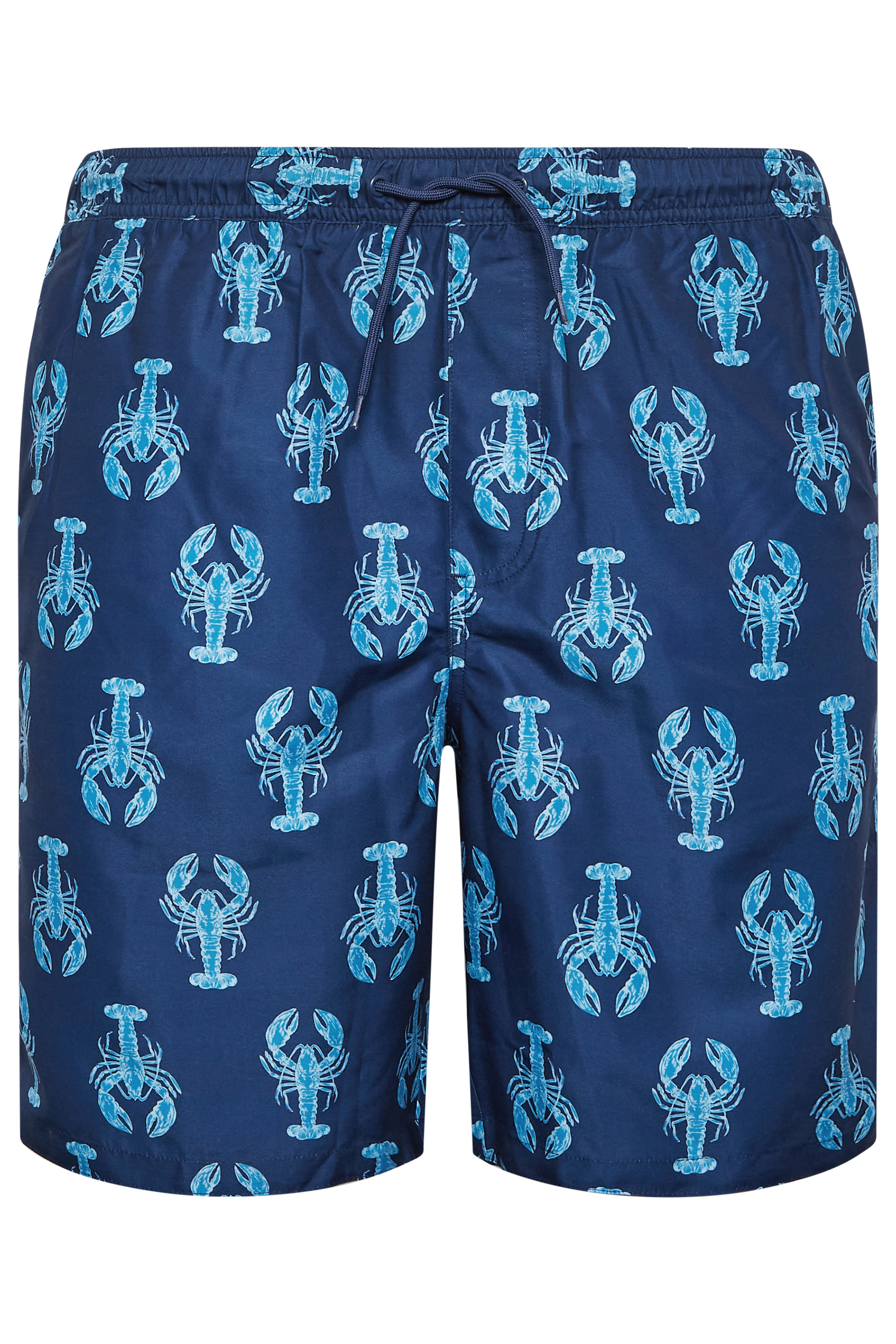 BadRhino Big & Tall Navy Blue Lobster Print Swim Shorts | BadRhino